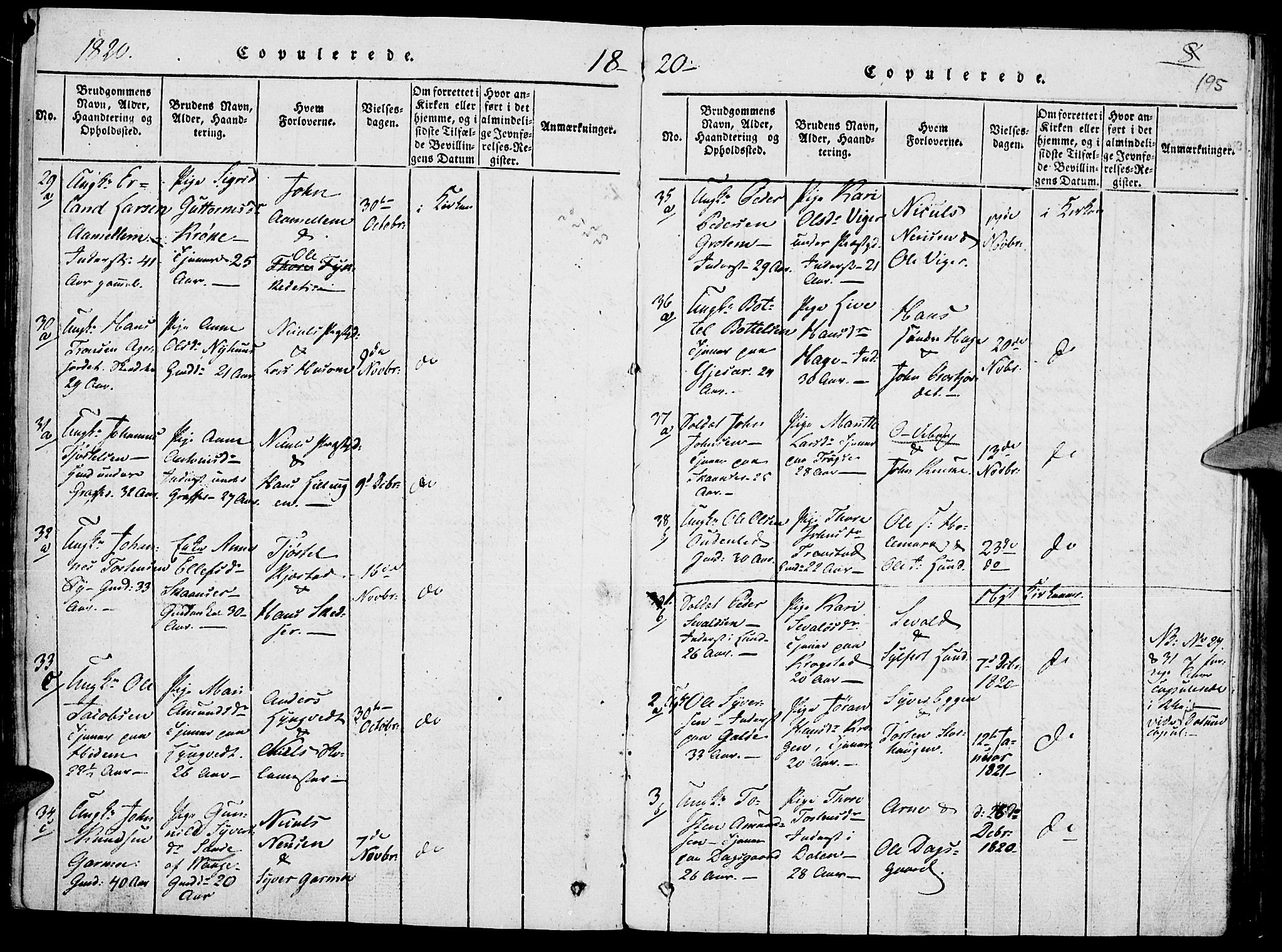 Lom prestekontor, SAH/PREST-070/K/L0004: Parish register (official) no. 4, 1815-1825, p. 195