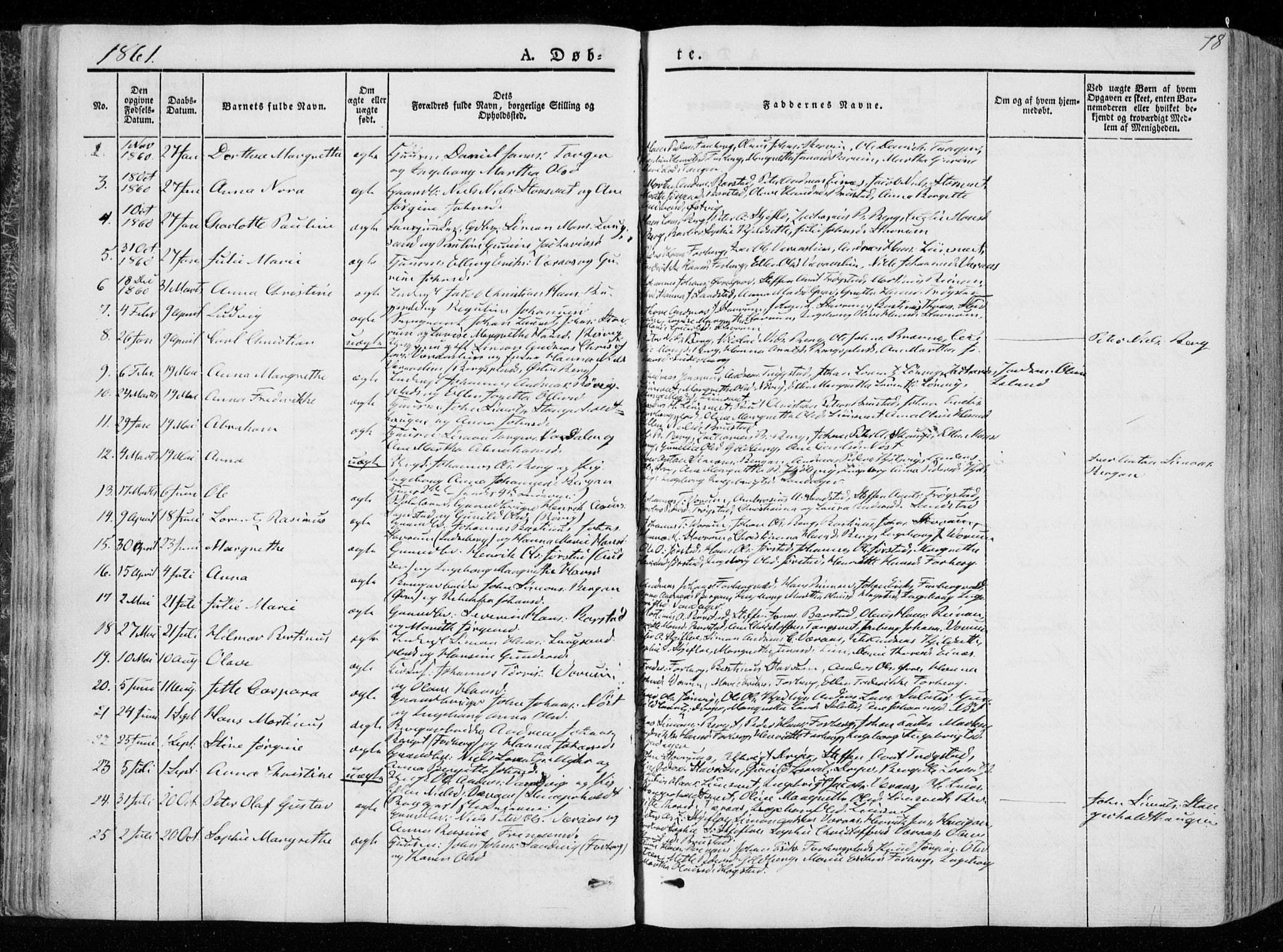 Ministerialprotokoller, klokkerbøker og fødselsregistre - Nord-Trøndelag, SAT/A-1458/722/L0218: Parish register (official) no. 722A05, 1843-1868, p. 78