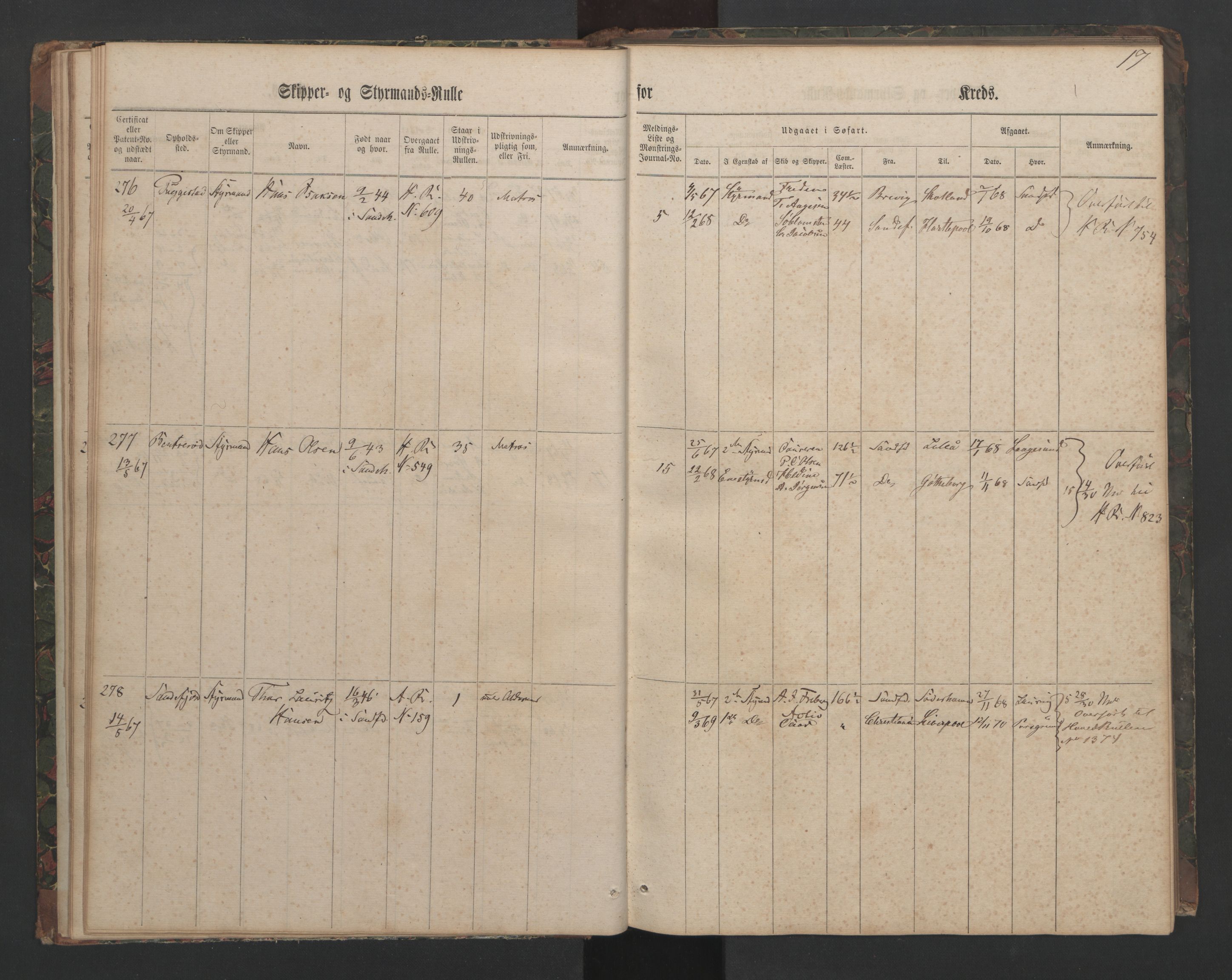 Sandefjord innrulleringskontor, AV/SAKO-A-788/F/Fc/L0003: Skipper- og styrmannsrulle, 1864, p. 17