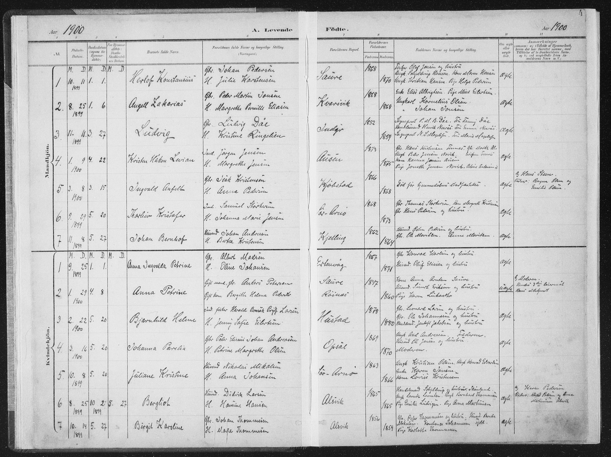 Ministerialprotokoller, klokkerbøker og fødselsregistre - Nordland, SAT/A-1459/805/L0102: Parish register (official) no. 805A08I, 1900-1909, p. 4
