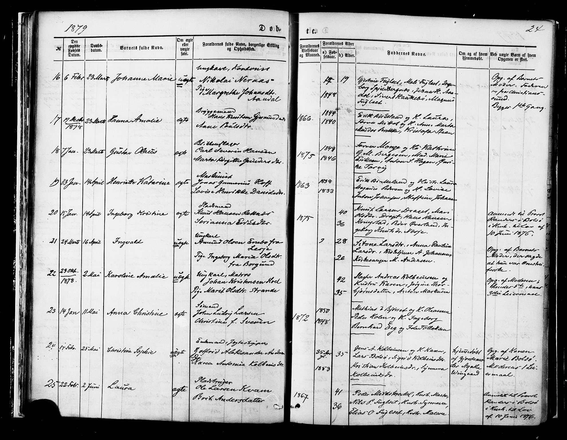 Ministerialprotokoller, klokkerbøker og fødselsregistre - Møre og Romsdal, SAT/A-1454/558/L0691: Parish register (official) no. 558A05, 1873-1886, p. 24