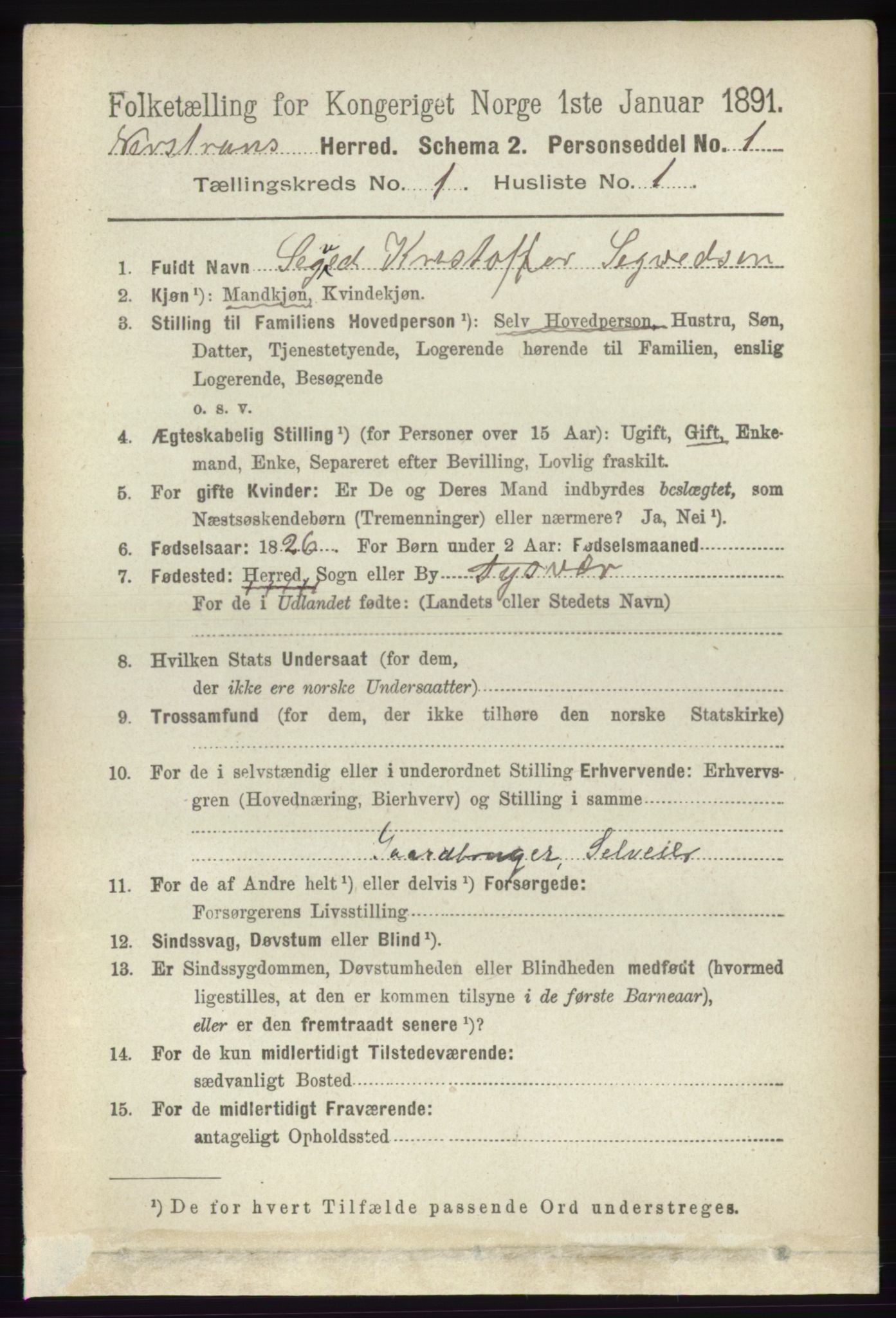 RA, 1891 census for 1139 Nedstrand, 1891, p. 52