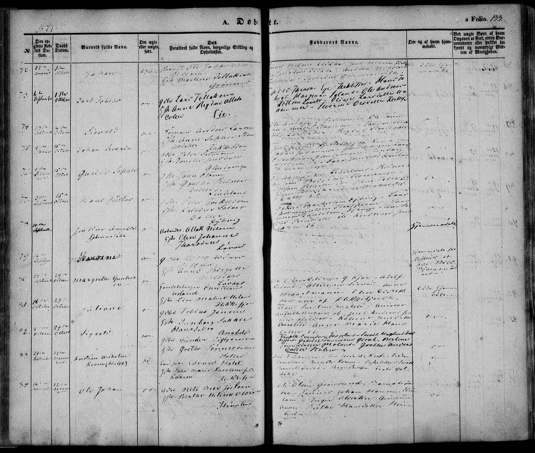 Flekkefjord sokneprestkontor, AV/SAK-1111-0012/F/Fa/Fac/L0005: Parish register (official) no. A 5, 1849-1875, p. 133