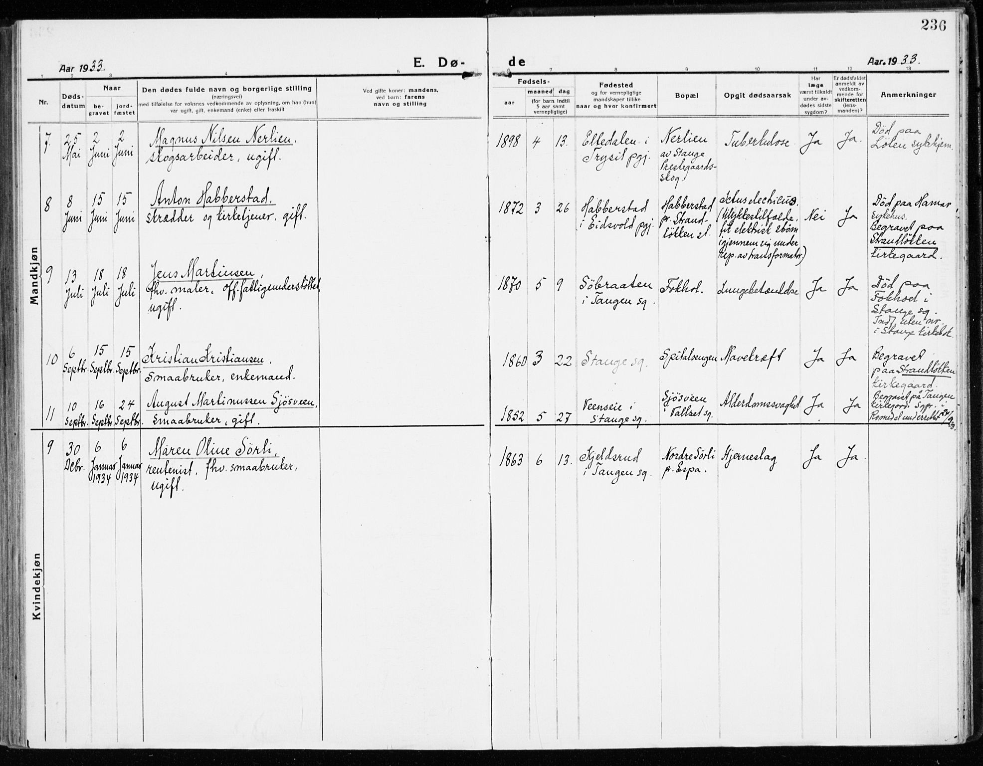 Stange prestekontor, SAH/PREST-002/K/L0025: Parish register (official) no. 25, 1921-1945, p. 236