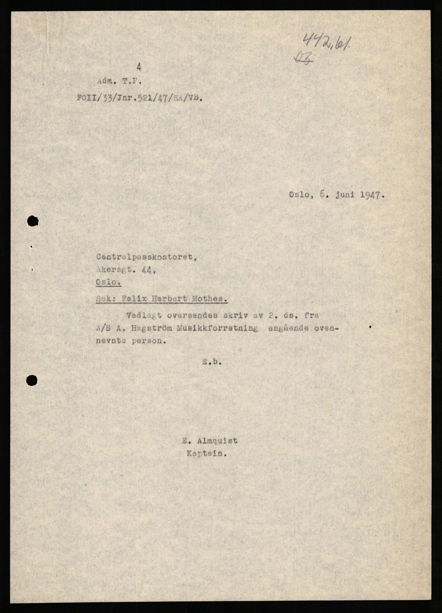 Forsvaret, Forsvarets overkommando II, AV/RA-RAFA-3915/D/Db/L0022: CI Questionaires. Tyske okkupasjonsstyrker i Norge. Tyskere., 1945-1946, p. 402