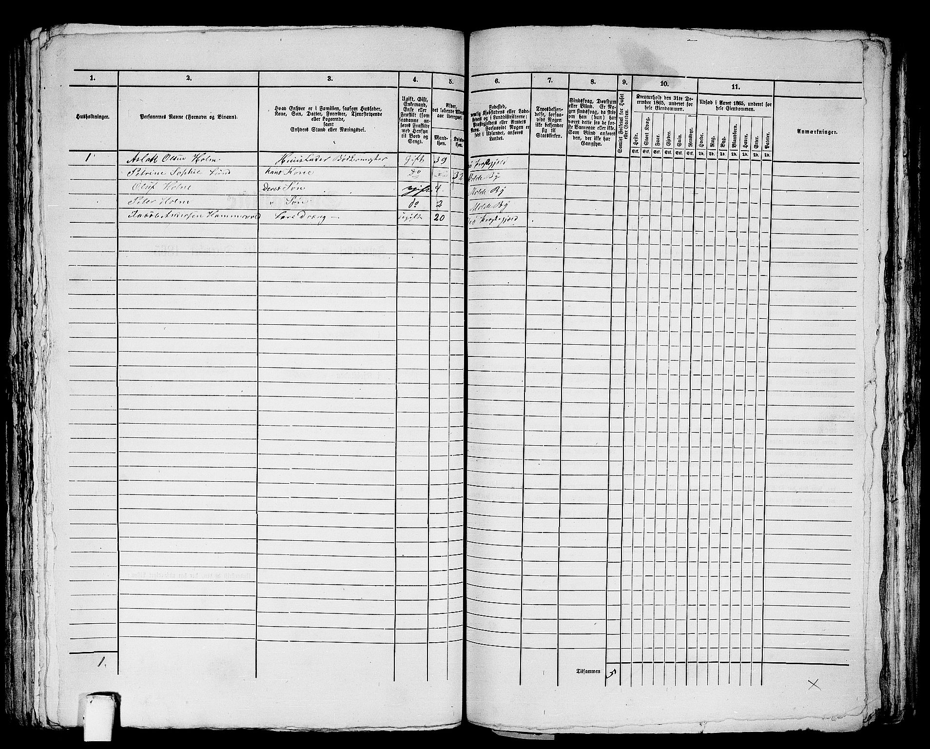 RA, 1865 census for Molde, 1865, p. 287