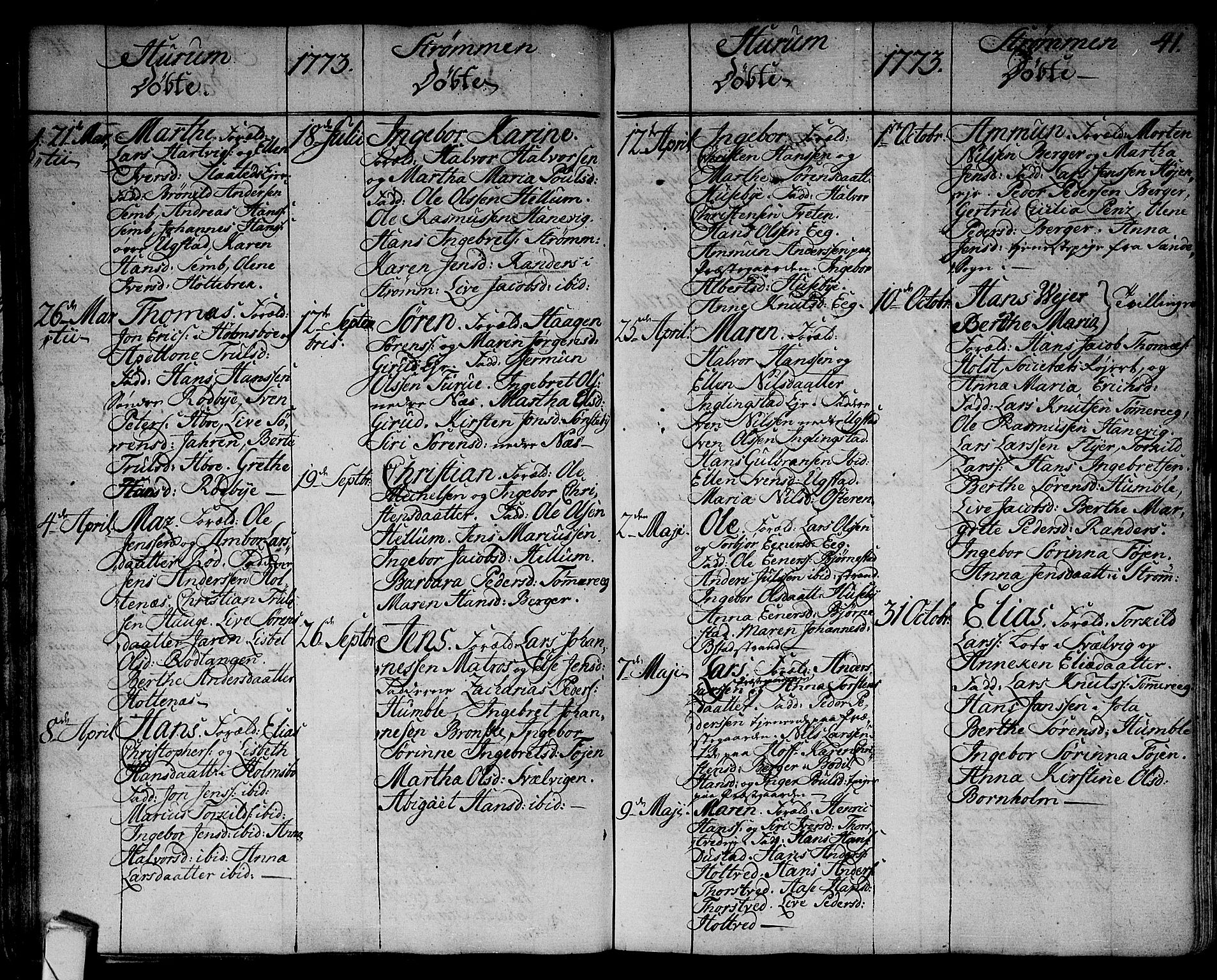 Hurum kirkebøker, SAKO/A-229/F/Fa/L0007: Parish register (official) no. 7, 1771-1810, p. 41