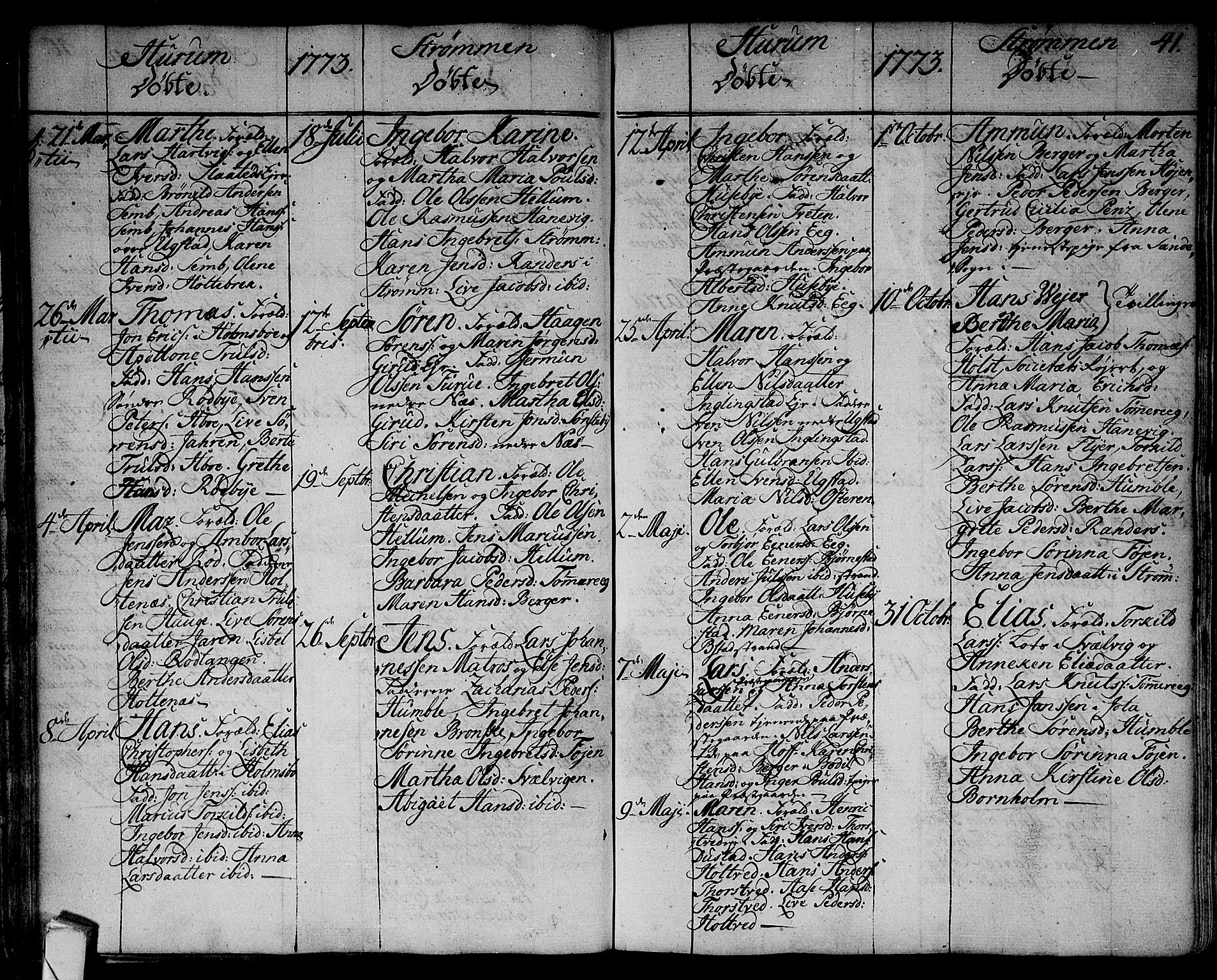 Hurum kirkebøker, AV/SAKO-A-229/F/Fa/L0007: Parish register (official) no. 7, 1771-1810, p. 41