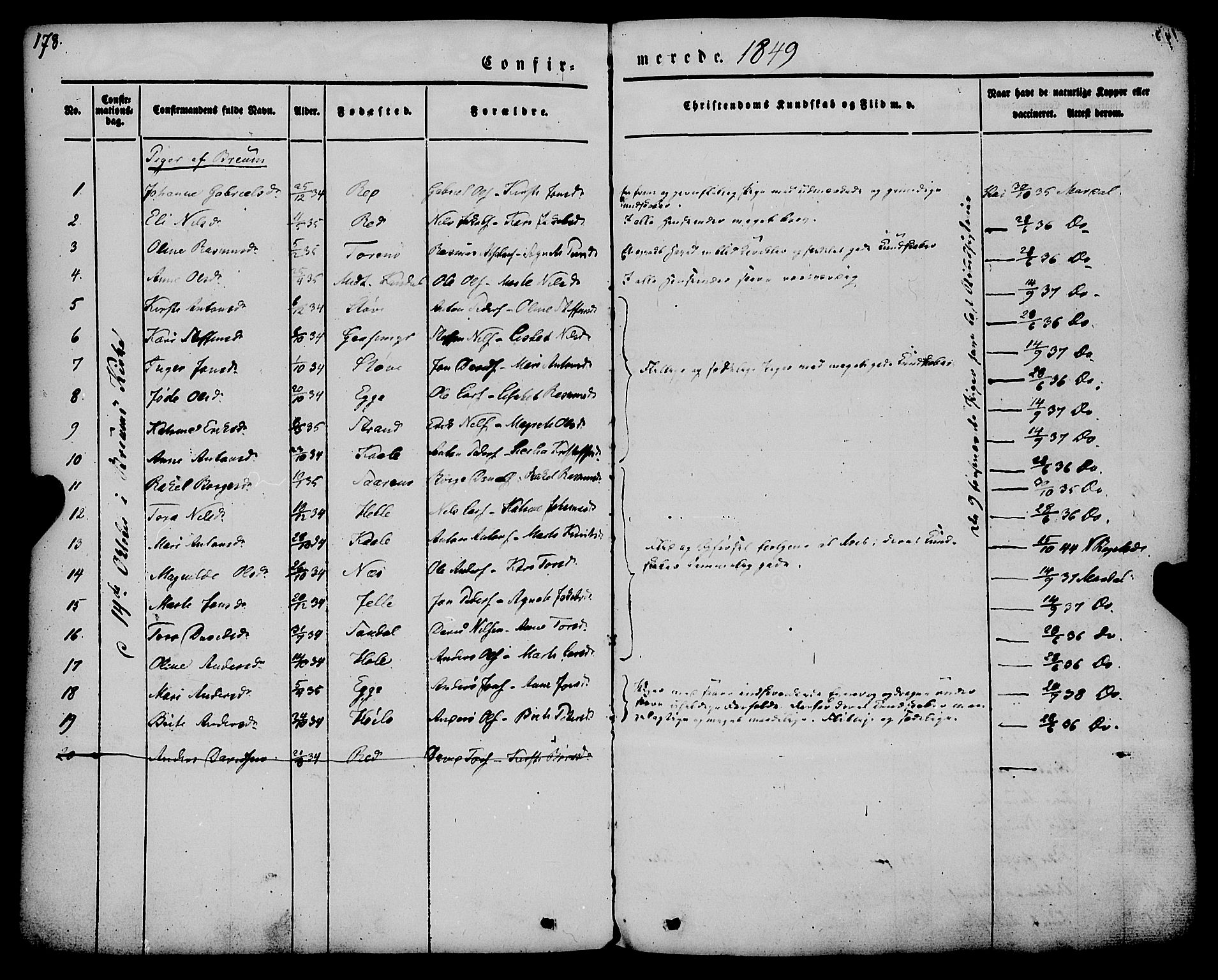 Gloppen sokneprestembete, AV/SAB-A-80101/H/Haa/Haaa/L0008: Parish register (official) no. A 8, 1837-1855, p. 178