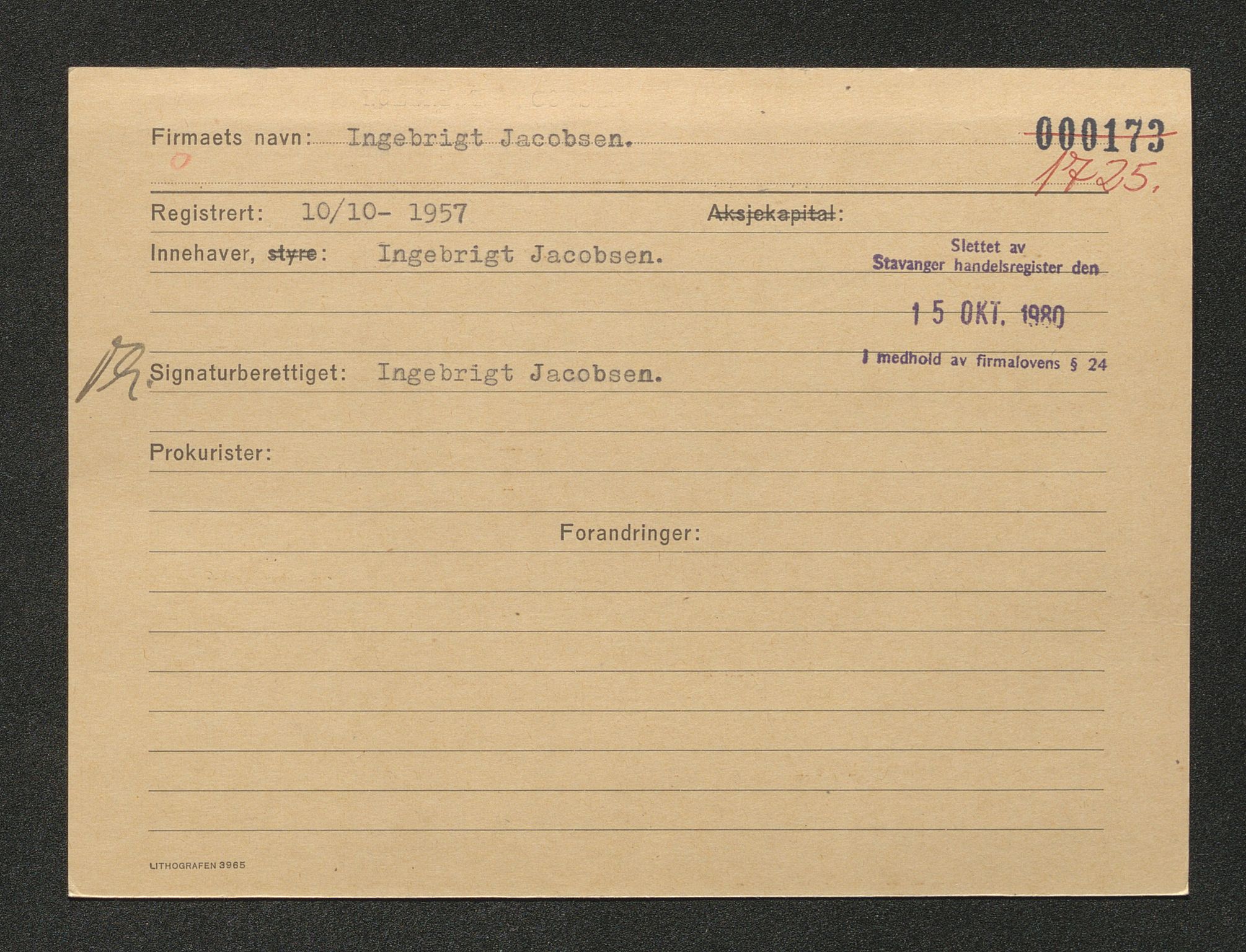 Stavanger byfogd, AV/SAST-A-101408/001/4/42/422/4221A/L0002: Register over slettede firma D-G, 1891-1987, p. 578