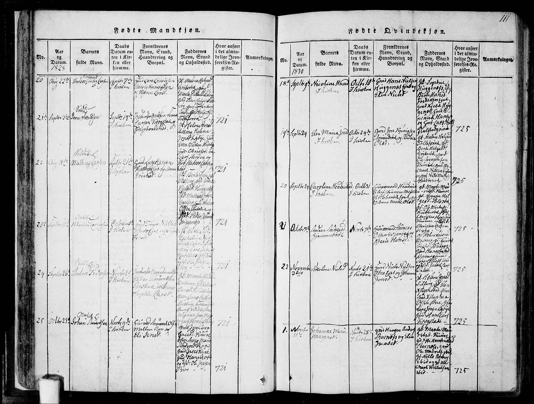 Rygge prestekontor Kirkebøker, SAO/A-10084b/F/Fa/L0003: Parish register (official) no. 3, 1814-1836, p. 110-111