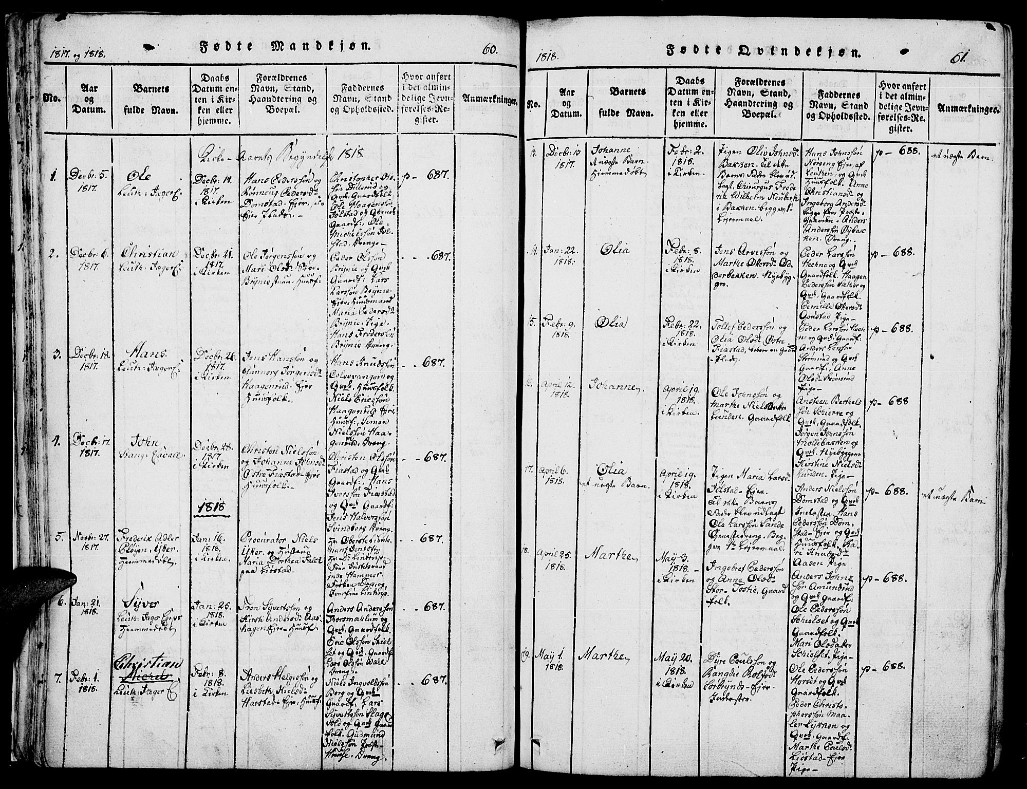 Romedal prestekontor, AV/SAH-PREST-004/K/L0002: Parish register (official) no. 2, 1814-1828, p. 60-61