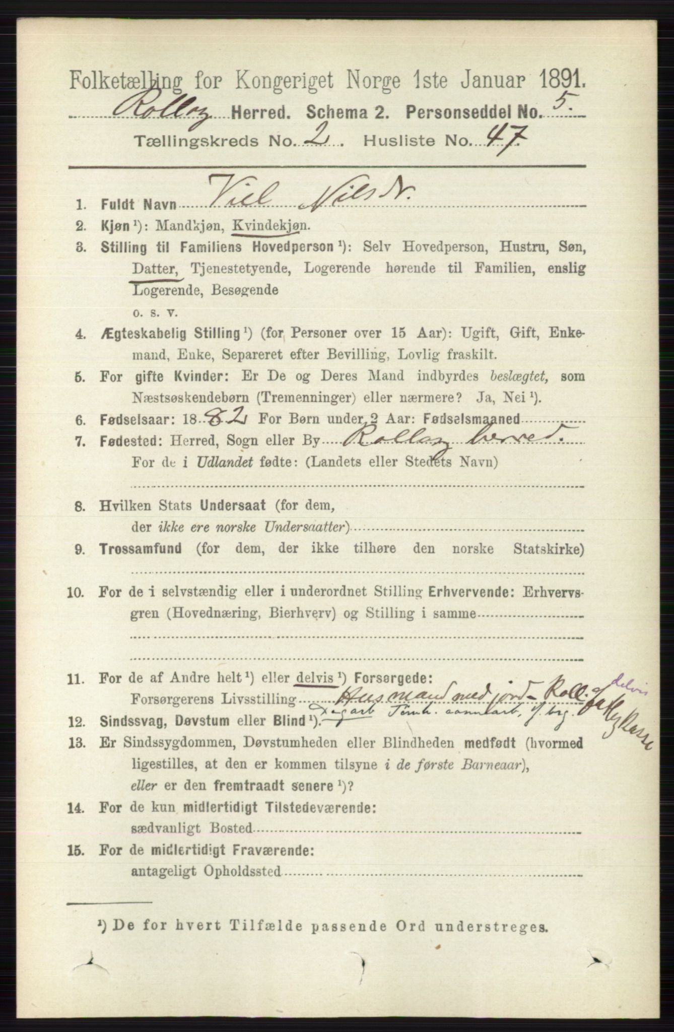 RA, 1891 census for 0632 Rollag, 1891, p. 723