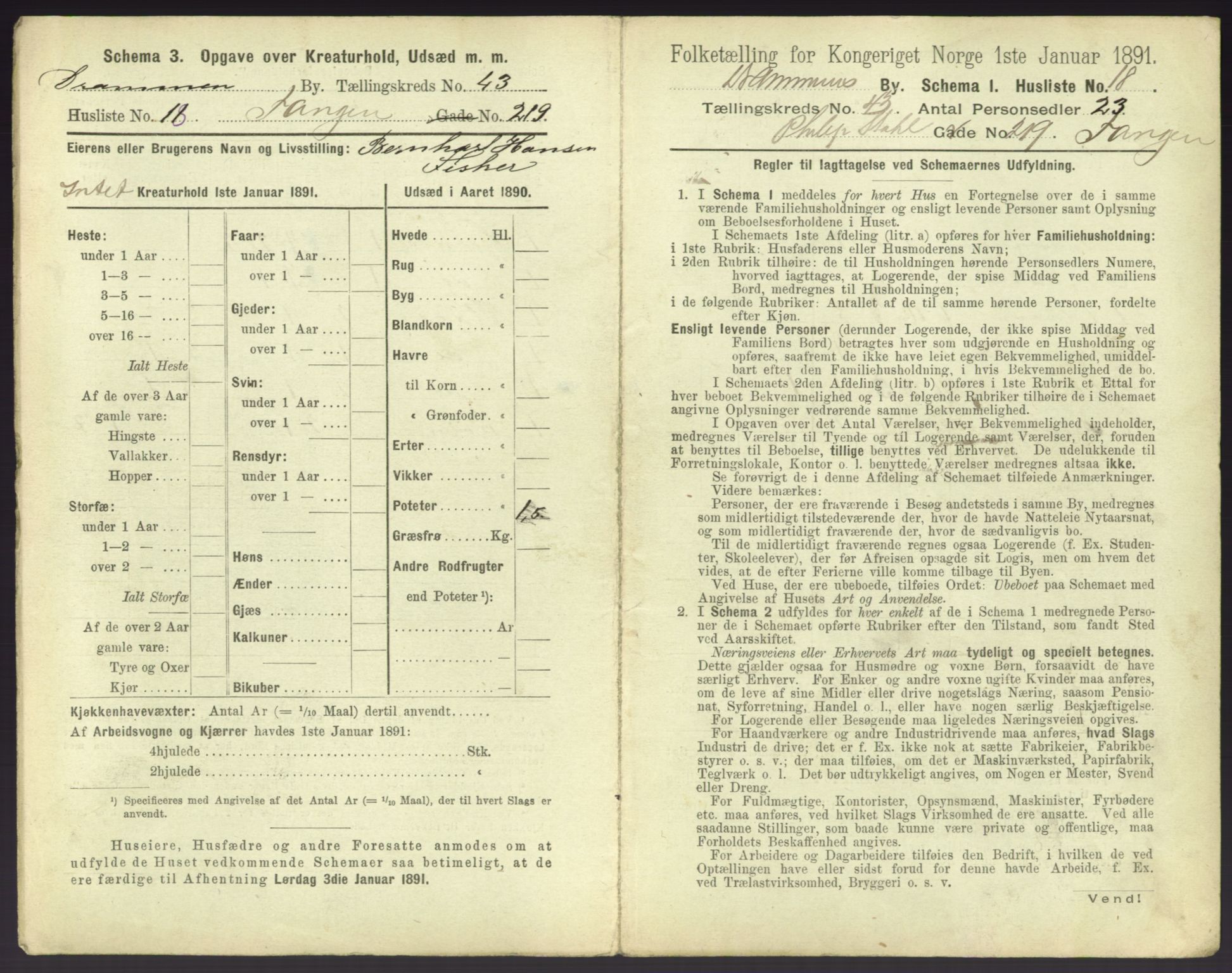 RA, 1891 census for 0602 Drammen, 1891, p. 3839