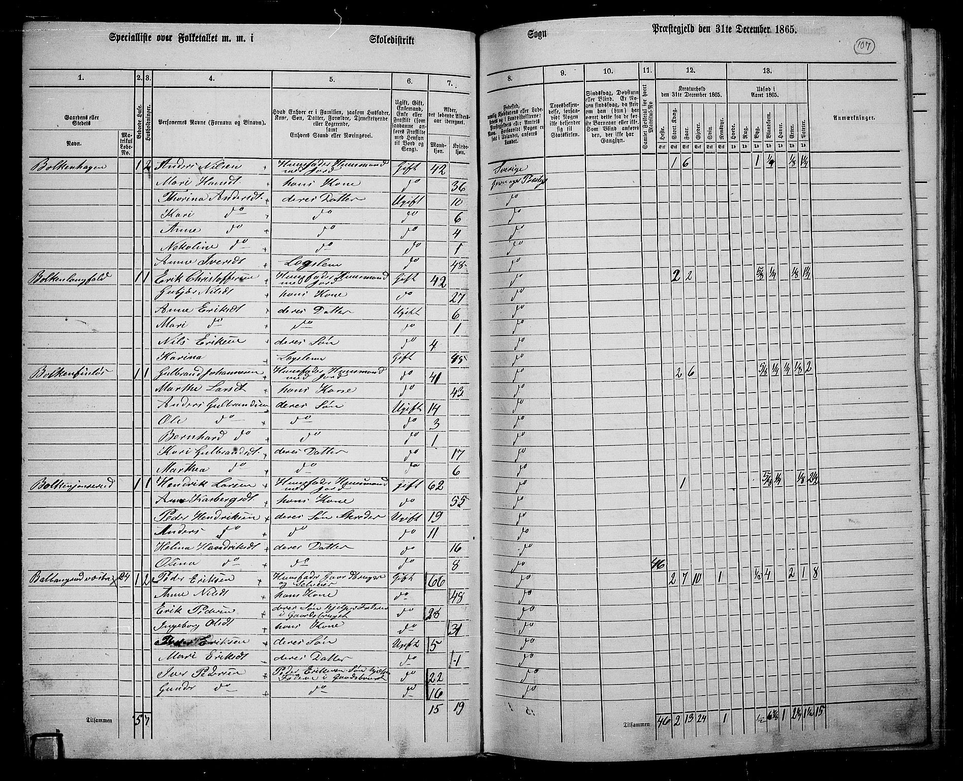 RA, 1865 census for Jevnaker, 1865, p. 105