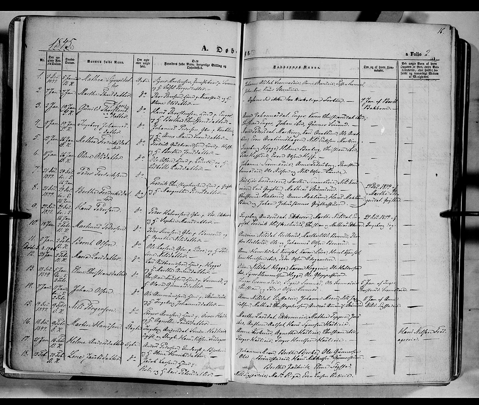 Biri prestekontor, AV/SAH-PREST-096/H/Ha/Haa/L0005: Parish register (official) no. 5, 1843-1854, p. 16