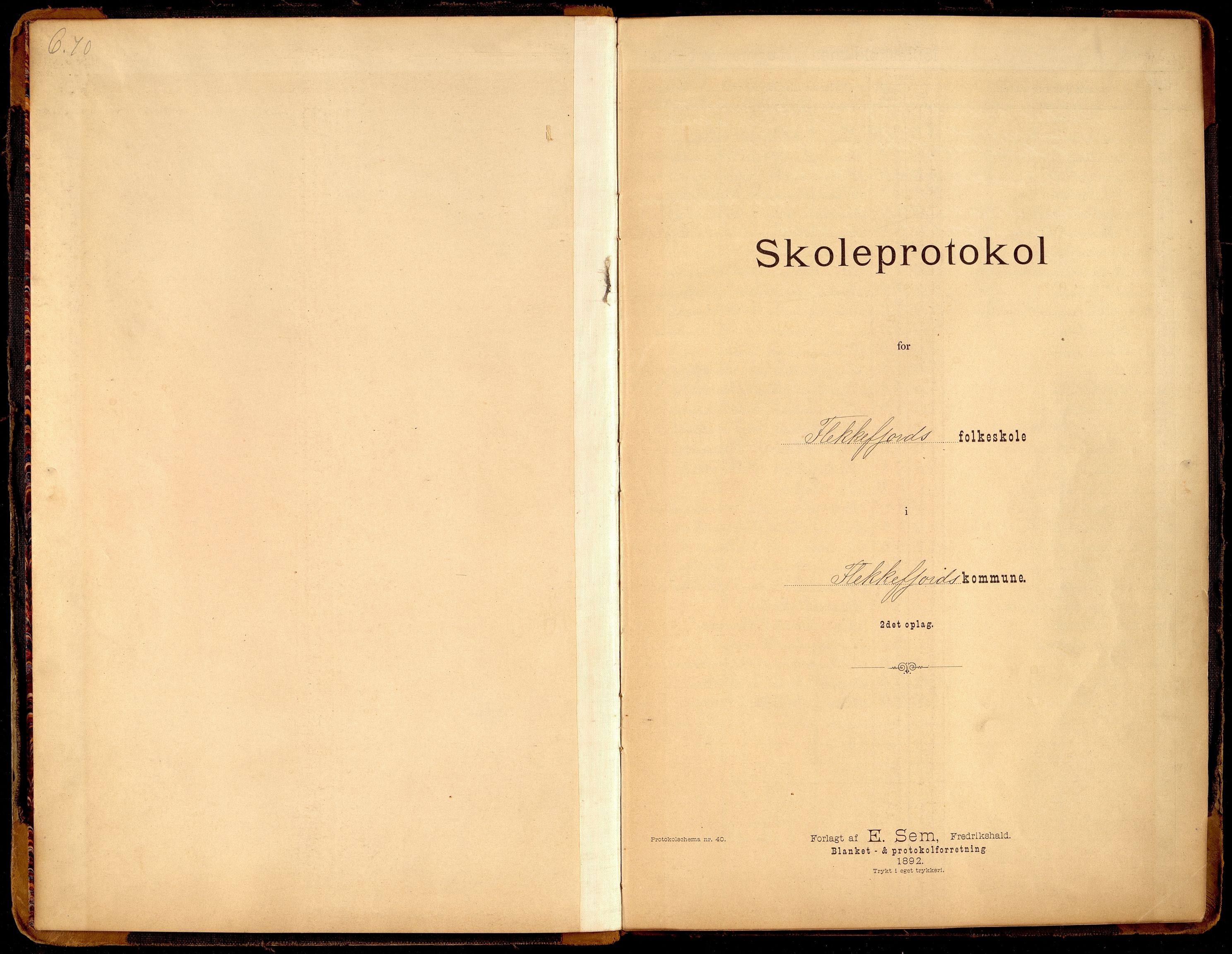 Flekkefjord By - Flekkefjord Folkeskole, ARKSOR/1004FG550/H/L0004: Skoleprotokoll, 1895-1918