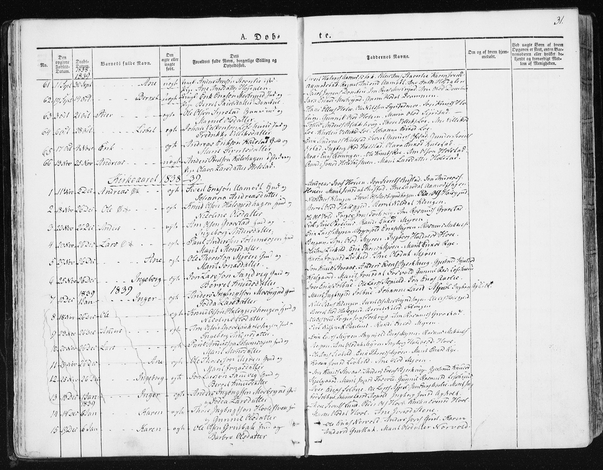 Ministerialprotokoller, klokkerbøker og fødselsregistre - Sør-Trøndelag, SAT/A-1456/672/L0855: Parish register (official) no. 672A07, 1829-1860, p. 31
