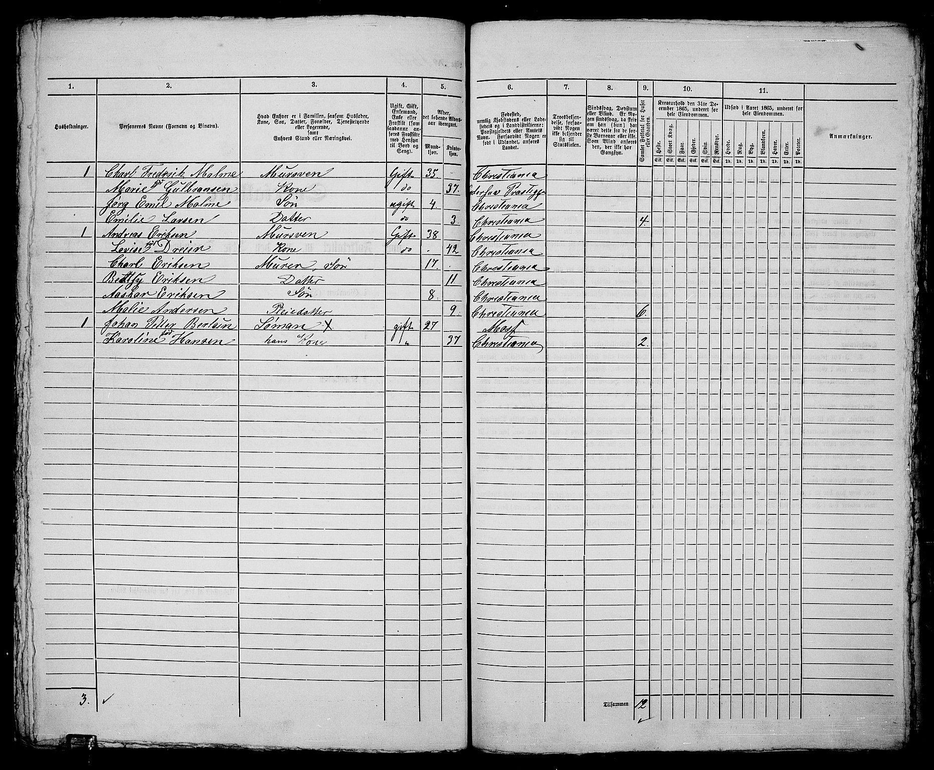 RA, 1865 census for Kristiania, 1865, p. 3083