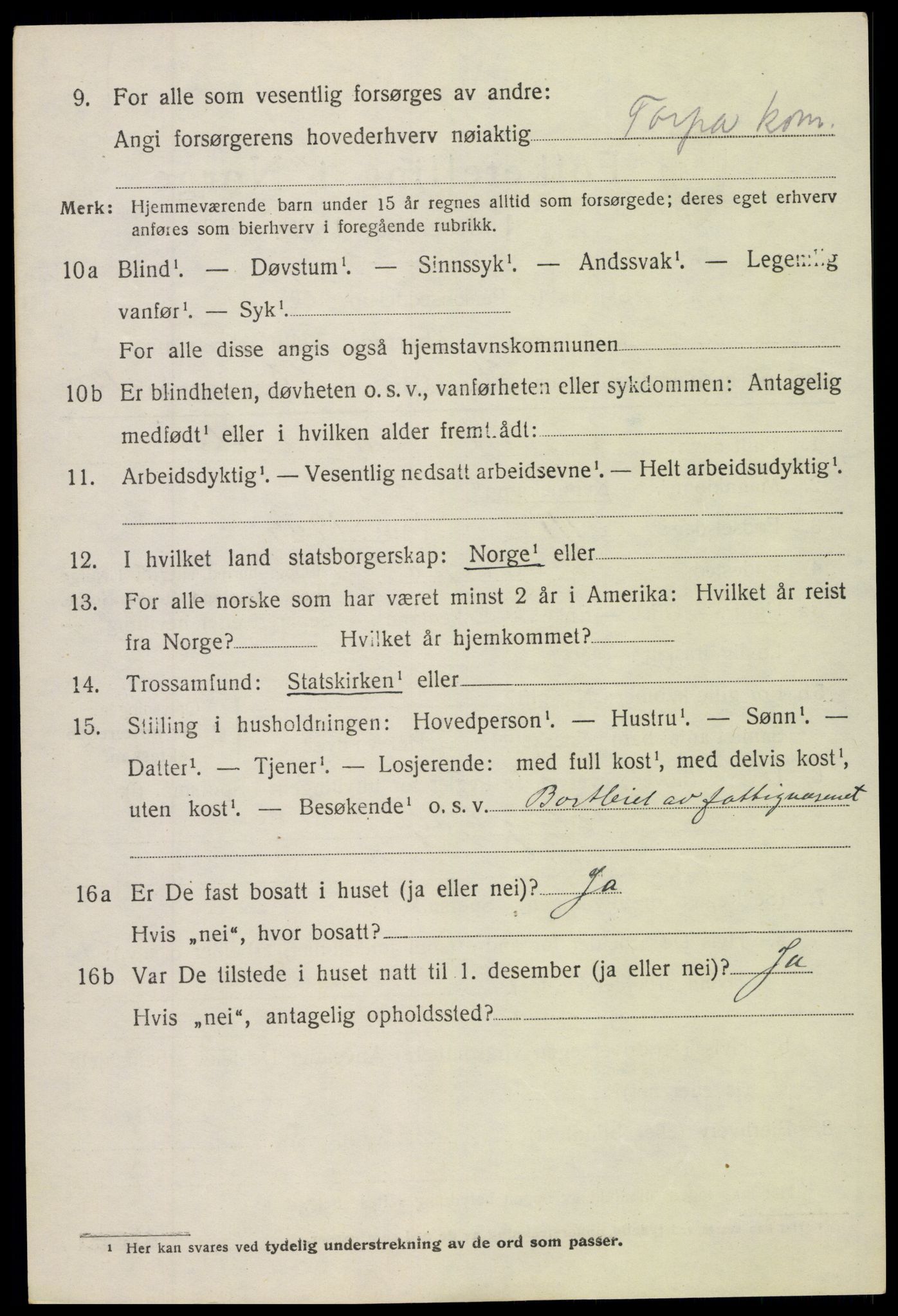 SAH, 1920 census for Torpa, 1920, p. 4972