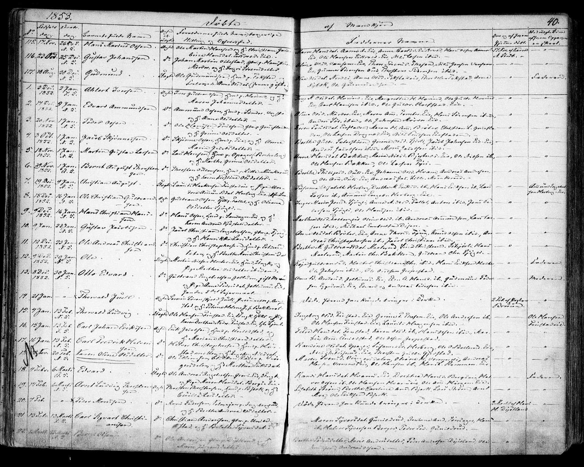 Nes prestekontor Kirkebøker, SAO/A-10410/F/Fa/L0007: Parish register (official) no. I 7, 1846-1858, p. 40