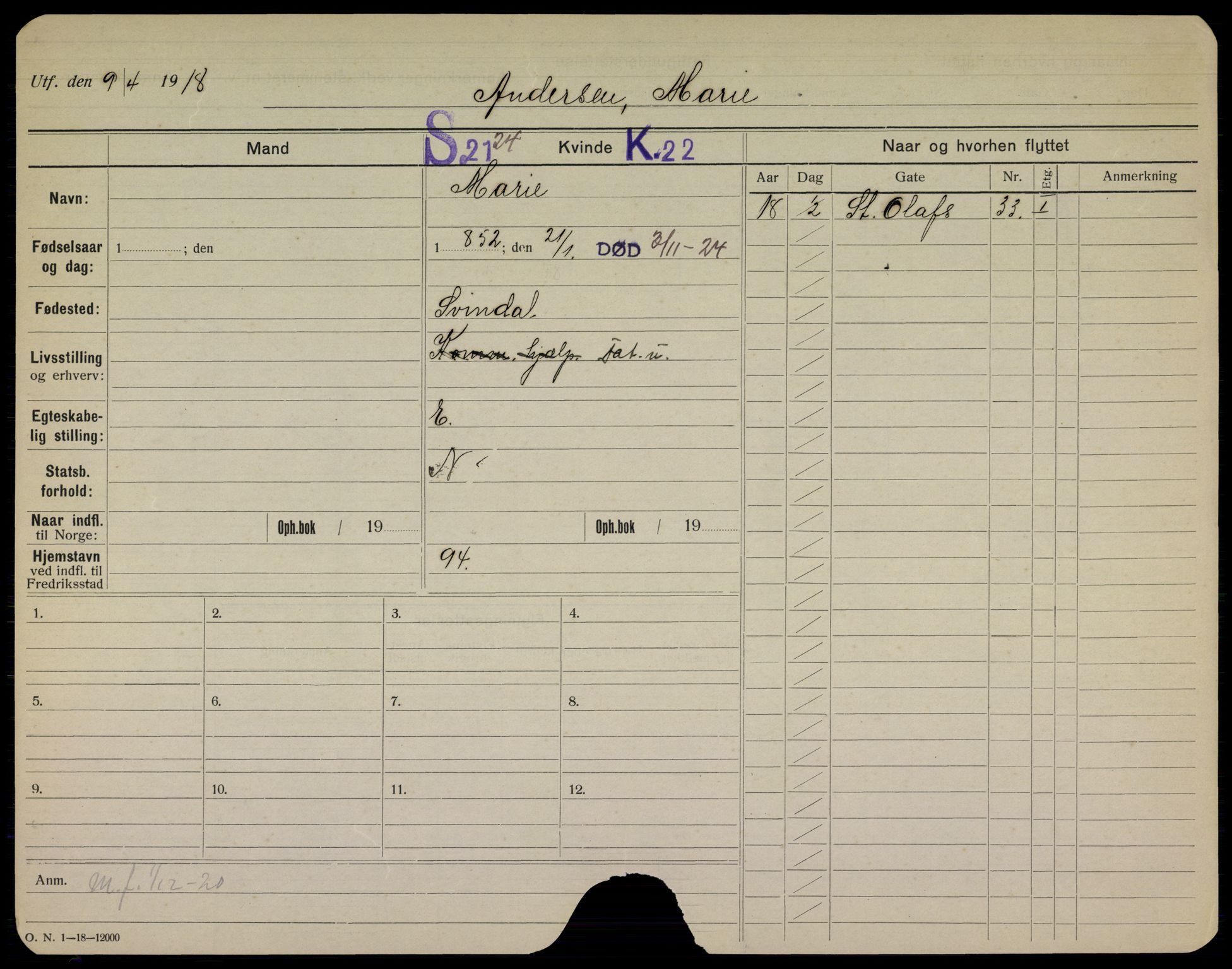 Fredrikstad folkeregister, AV/SAO-A-10481/G/L0001: Døde, 1924-1927, p. 13