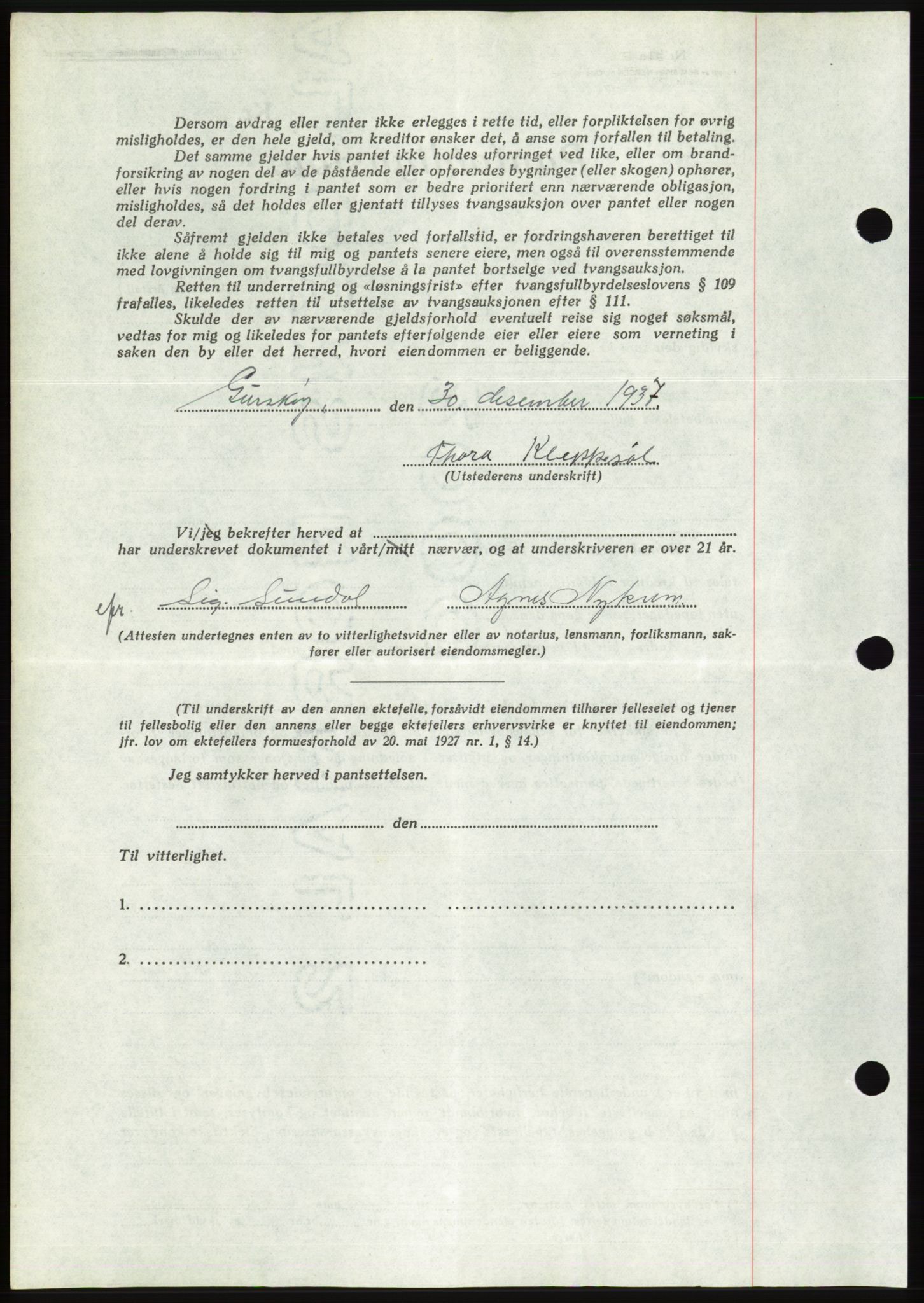 Søre Sunnmøre sorenskriveri, AV/SAT-A-4122/1/2/2C/L0064: Mortgage book no. 58, 1937-1938, Diary no: : 33/1938