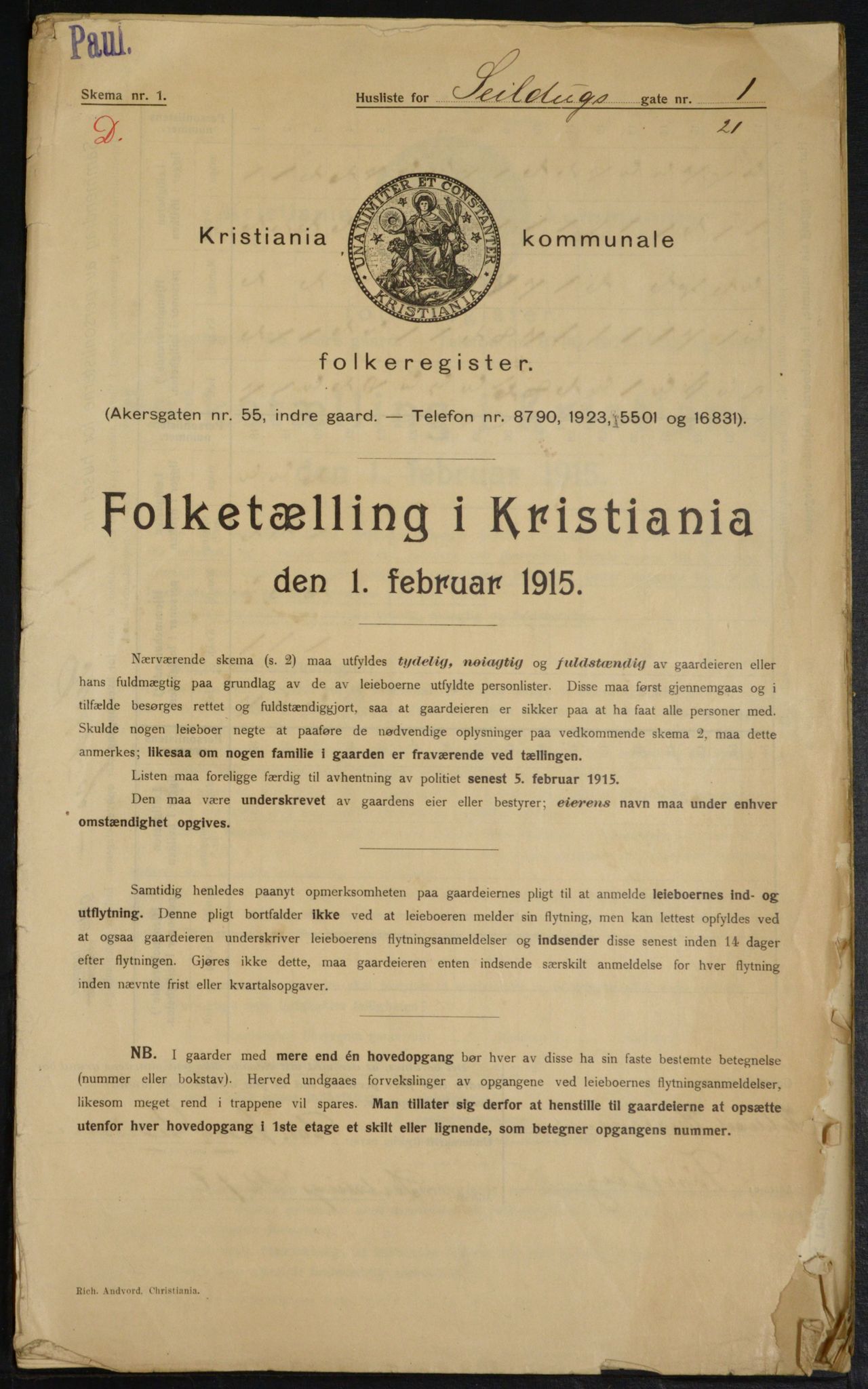 OBA, Municipal Census 1915 for Kristiania, 1915, p. 93588