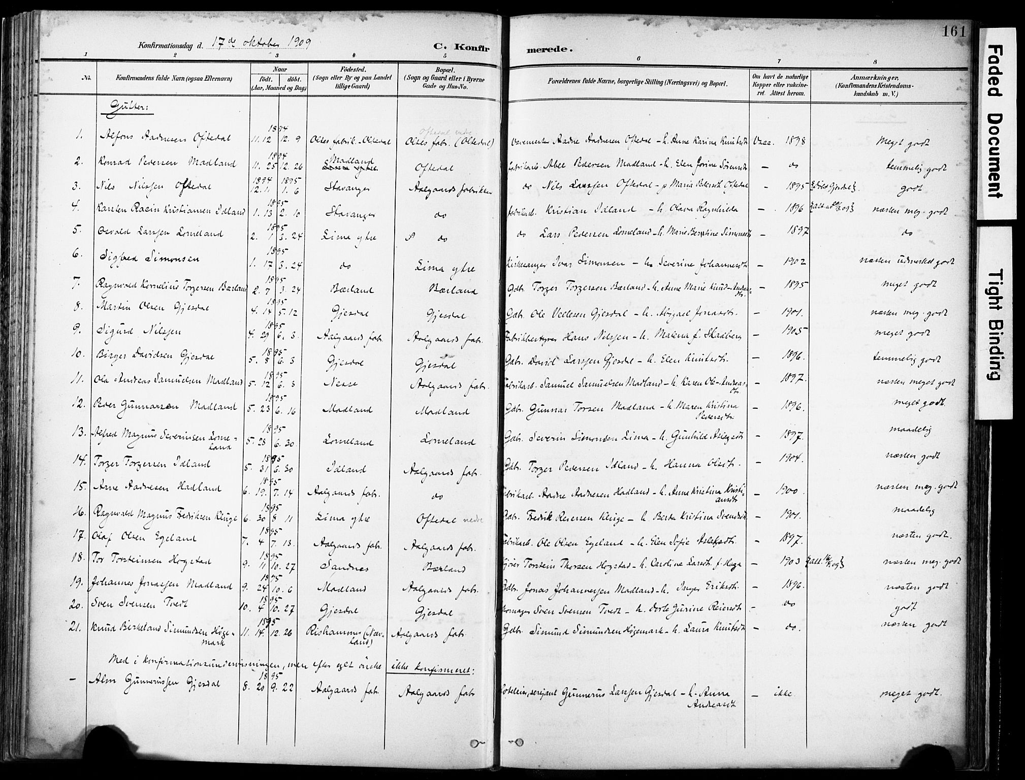 Lye sokneprestkontor, AV/SAST-A-101794/001/30BA/L0012: Parish register (official) no. A 11, 1896-1909, p. 161