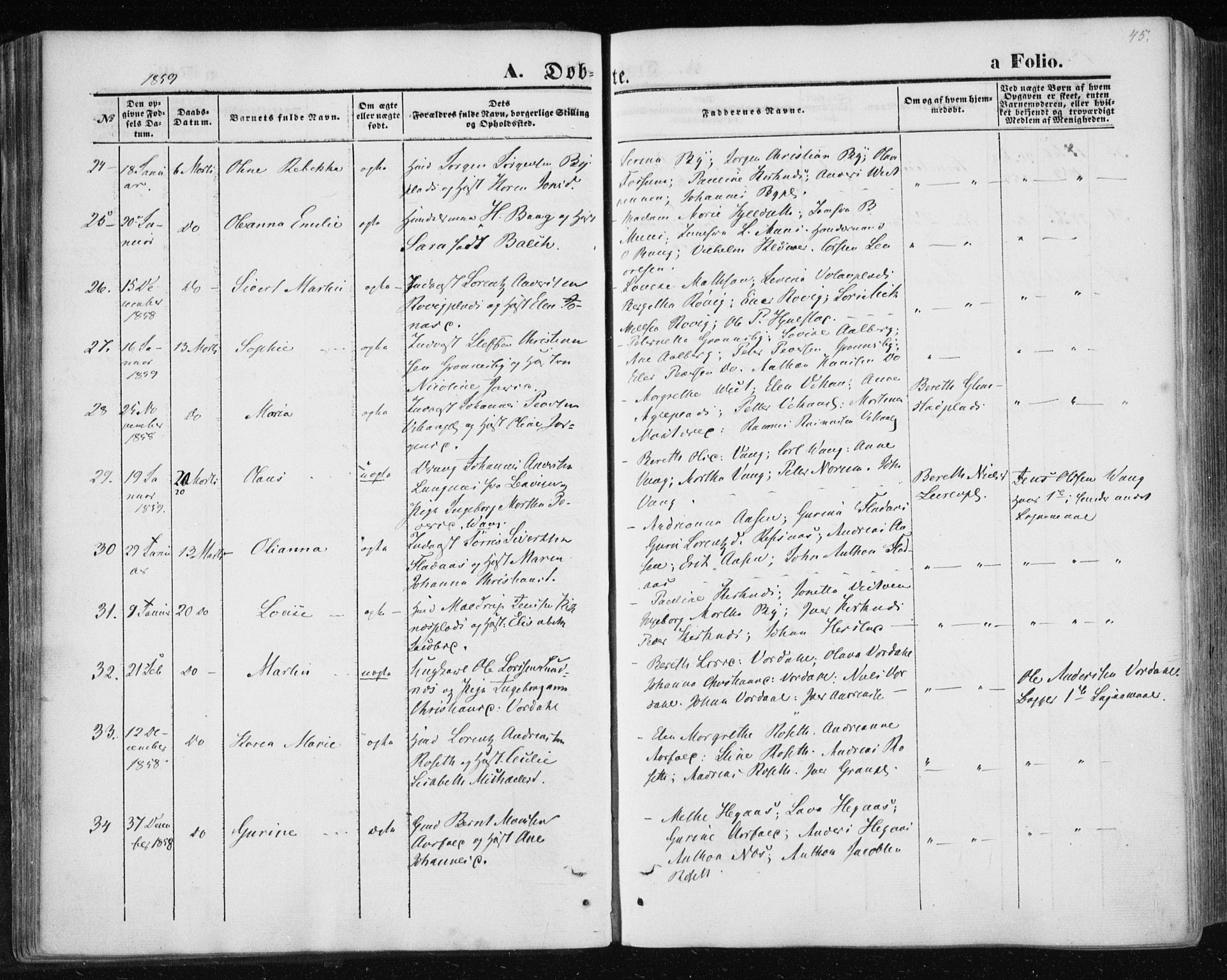Ministerialprotokoller, klokkerbøker og fødselsregistre - Nord-Trøndelag, AV/SAT-A-1458/730/L0283: Parish register (official) no. 730A08, 1855-1865, p. 45