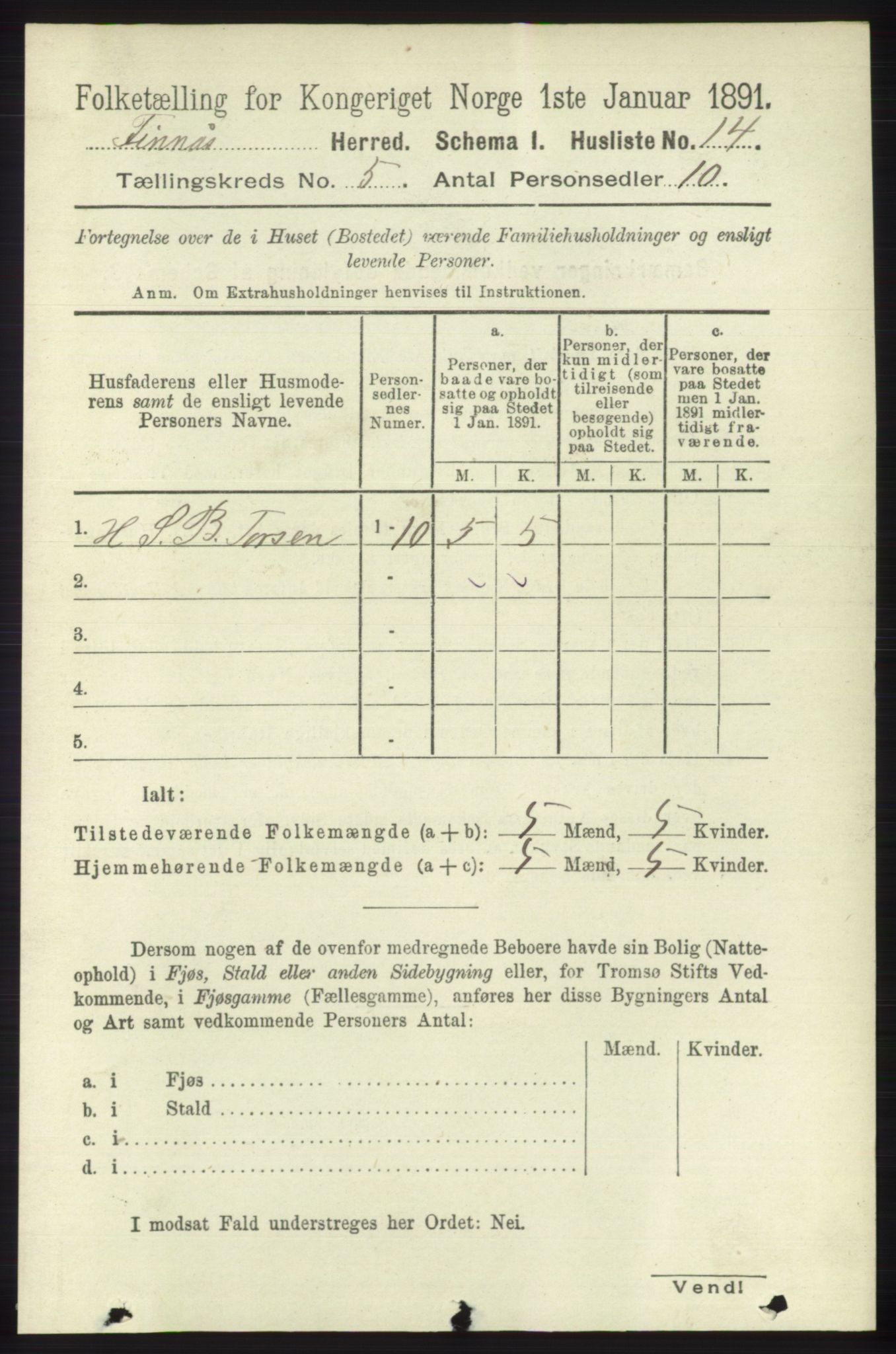 RA, 1891 census for 1218 Finnås, 1891, p. 2200