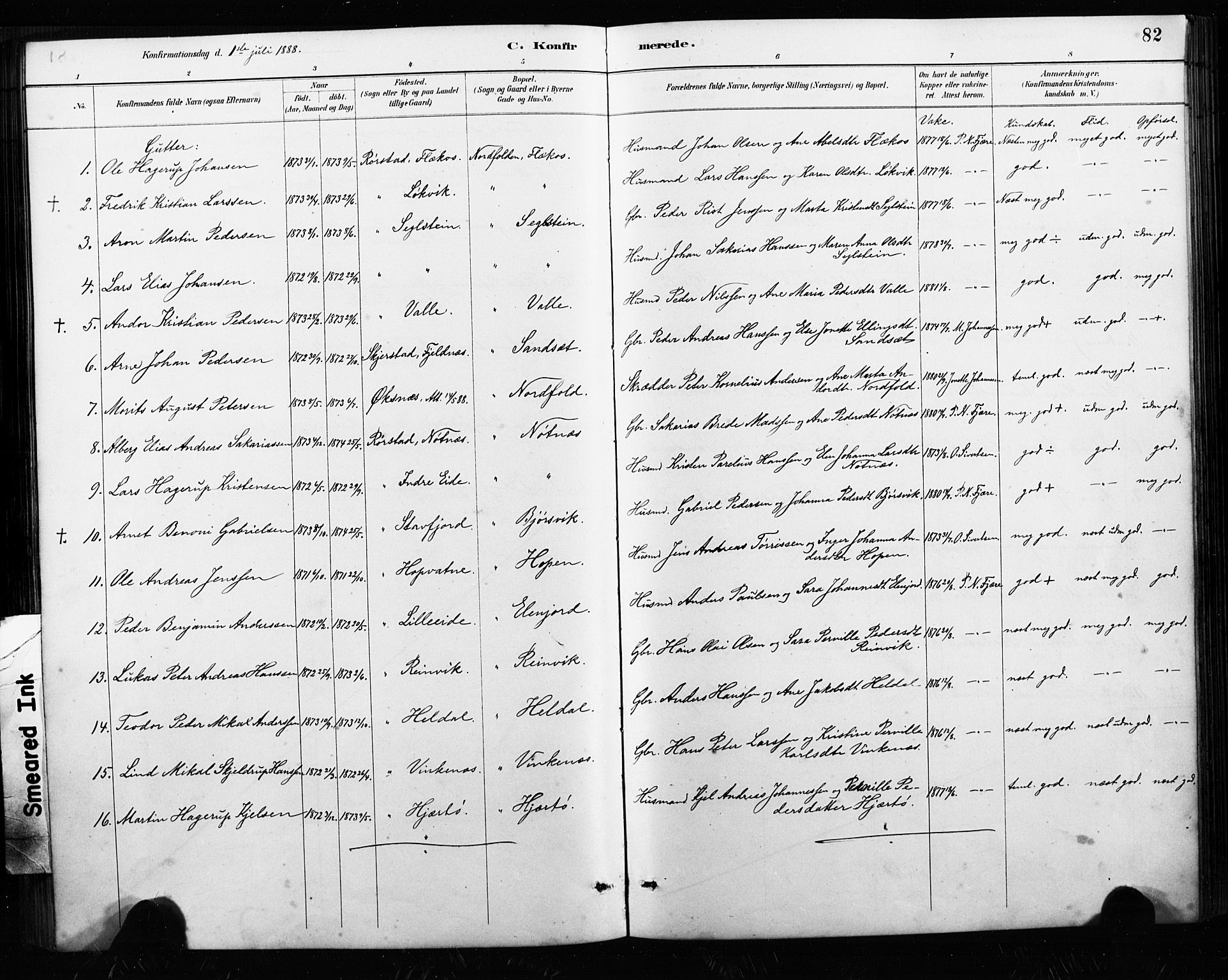 Ministerialprotokoller, klokkerbøker og fødselsregistre - Nordland, AV/SAT-A-1459/858/L0834: Parish register (copy) no. 858C01, 1884-1904, p. 82