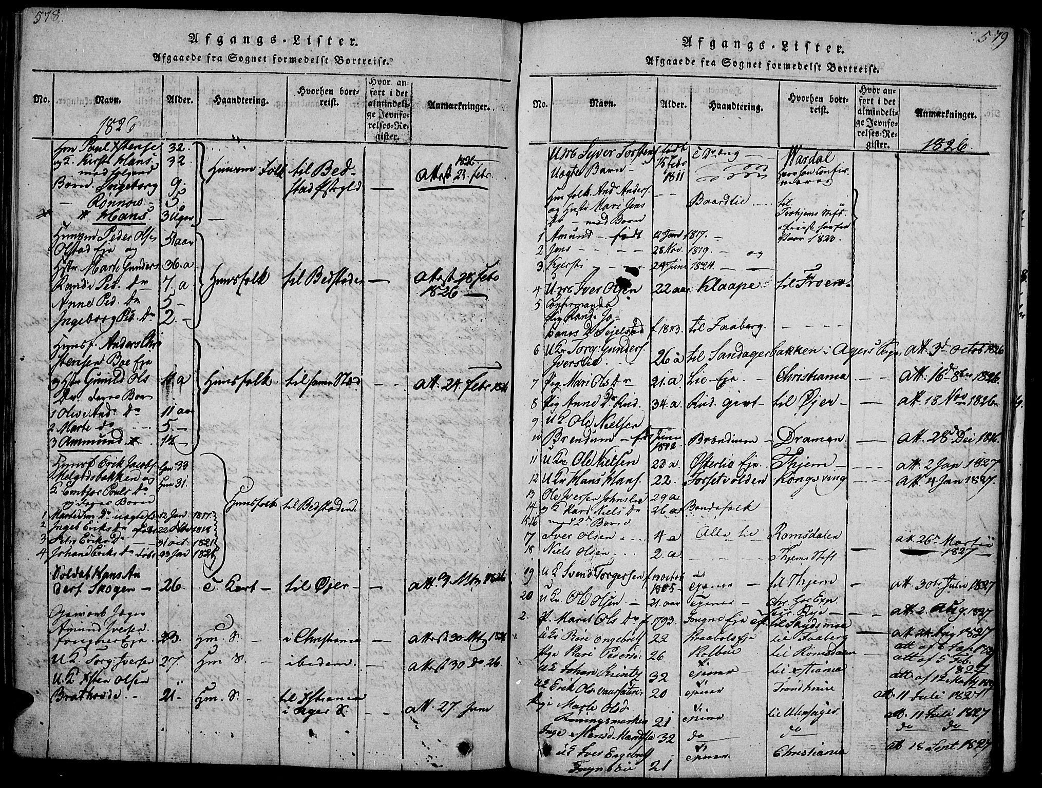 Gausdal prestekontor, SAH/PREST-090/H/Ha/Haa/L0005: Parish register (official) no. 5, 1817-1829, p. 578-579