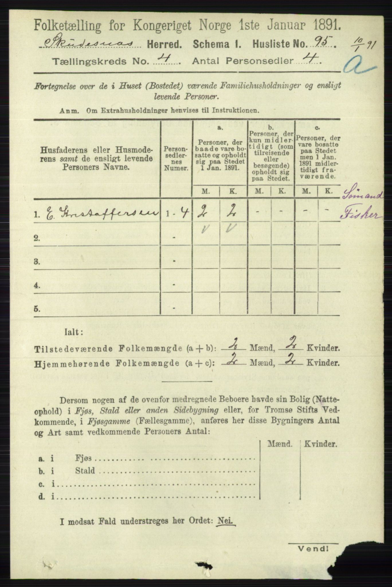 RA, 1891 census for 1150 Skudenes, 1891, p. 1867