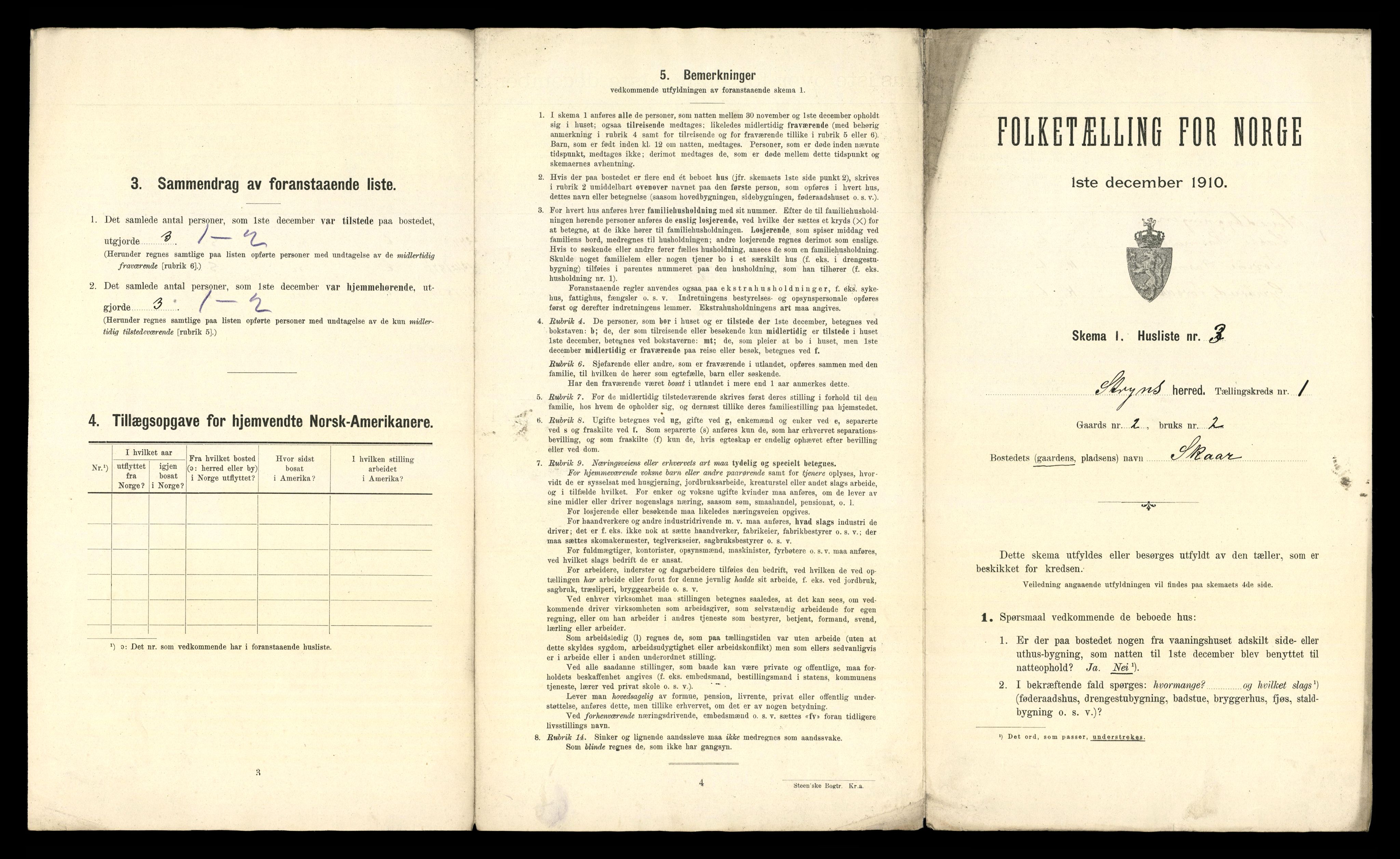 RA, 1910 census for Stryn, 1910, p. 51