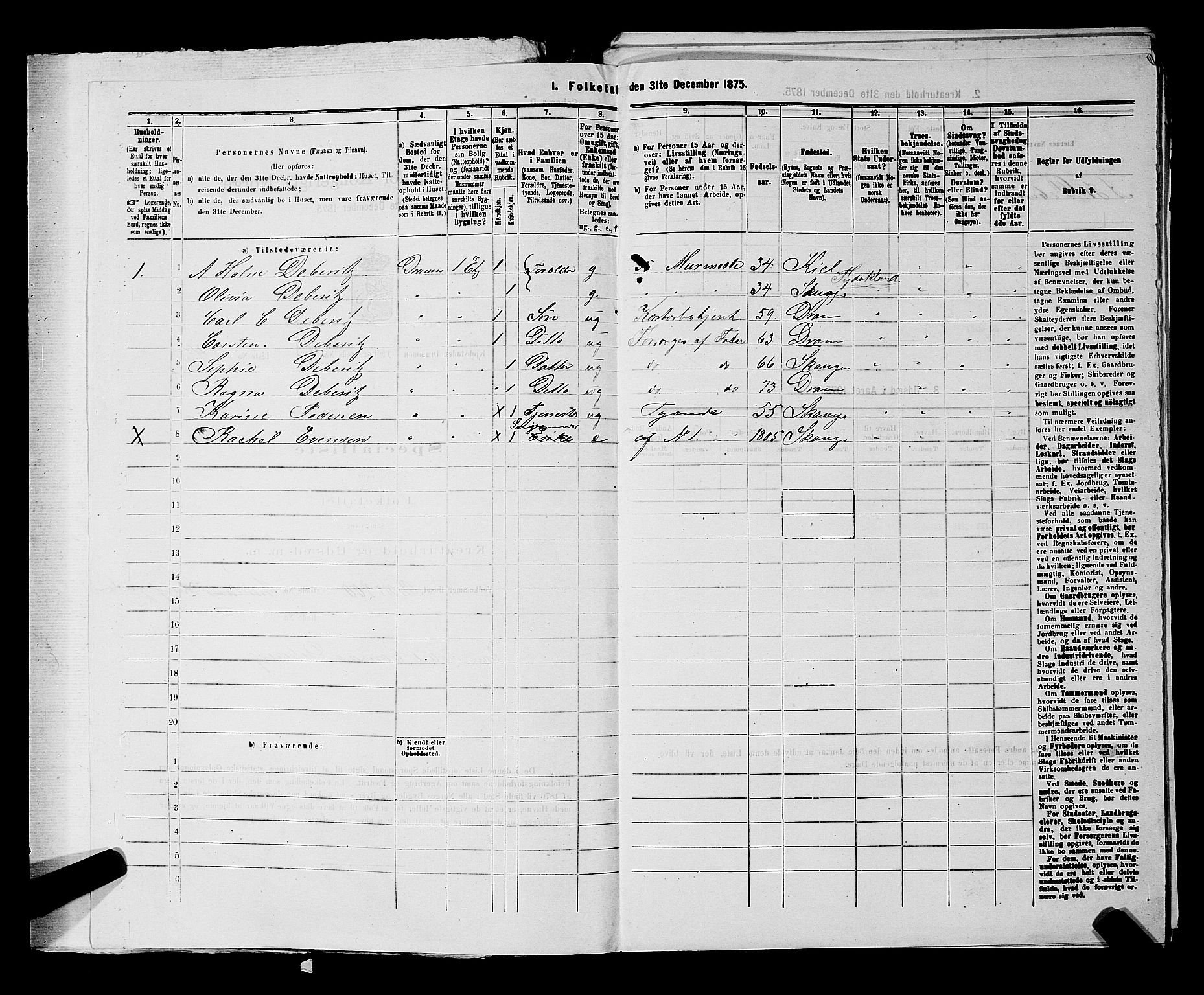 SAKO, 1875 census for 0602 Drammen, 1875, p. 2253