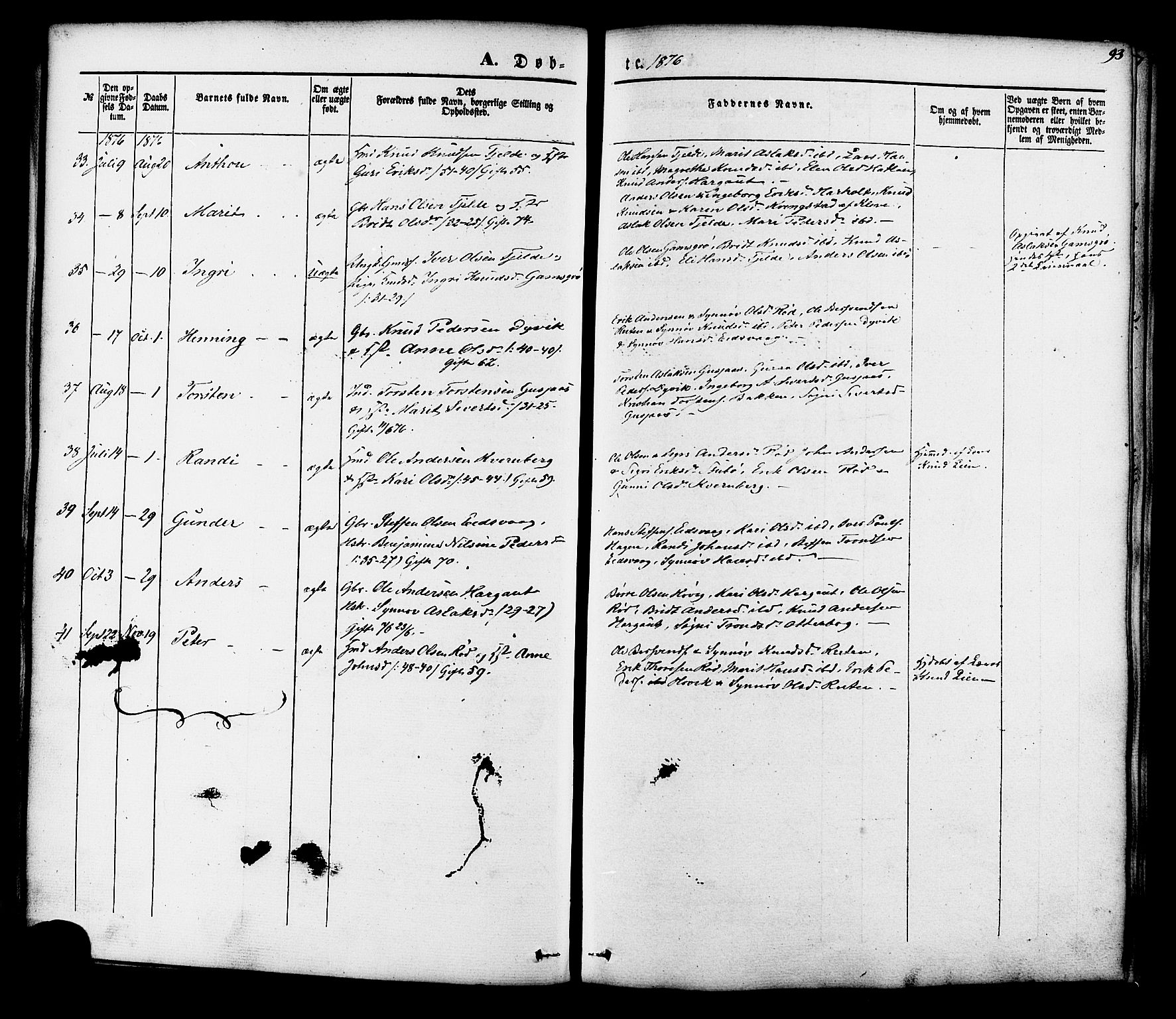 Ministerialprotokoller, klokkerbøker og fødselsregistre - Møre og Romsdal, AV/SAT-A-1454/551/L0625: Parish register (official) no. 551A05, 1846-1879, p. 93