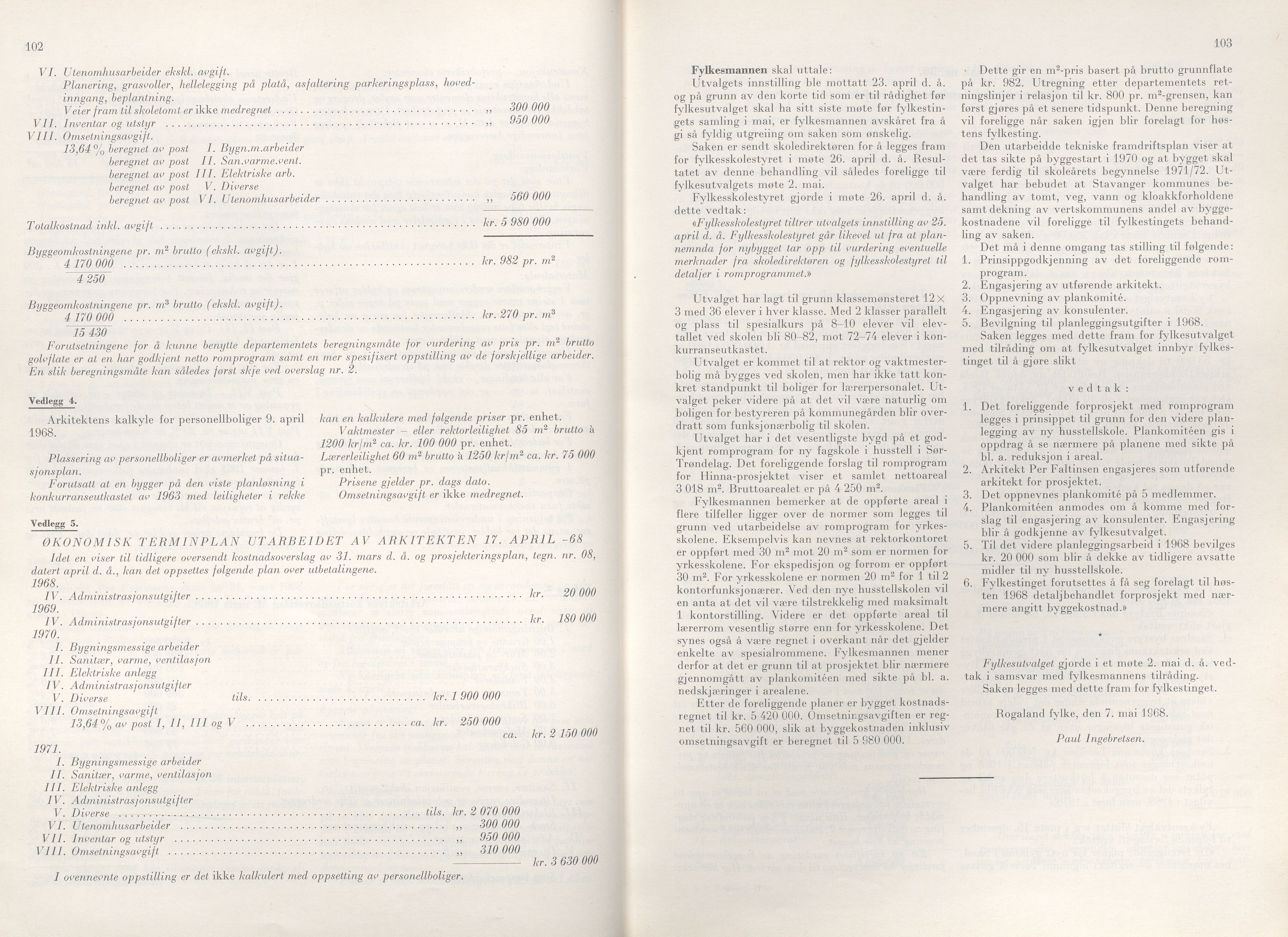 Rogaland fylkeskommune - Fylkesrådmannen , IKAR/A-900/A/Aa/Aaa/L0088: Møtebok , 1968, p. 102-103