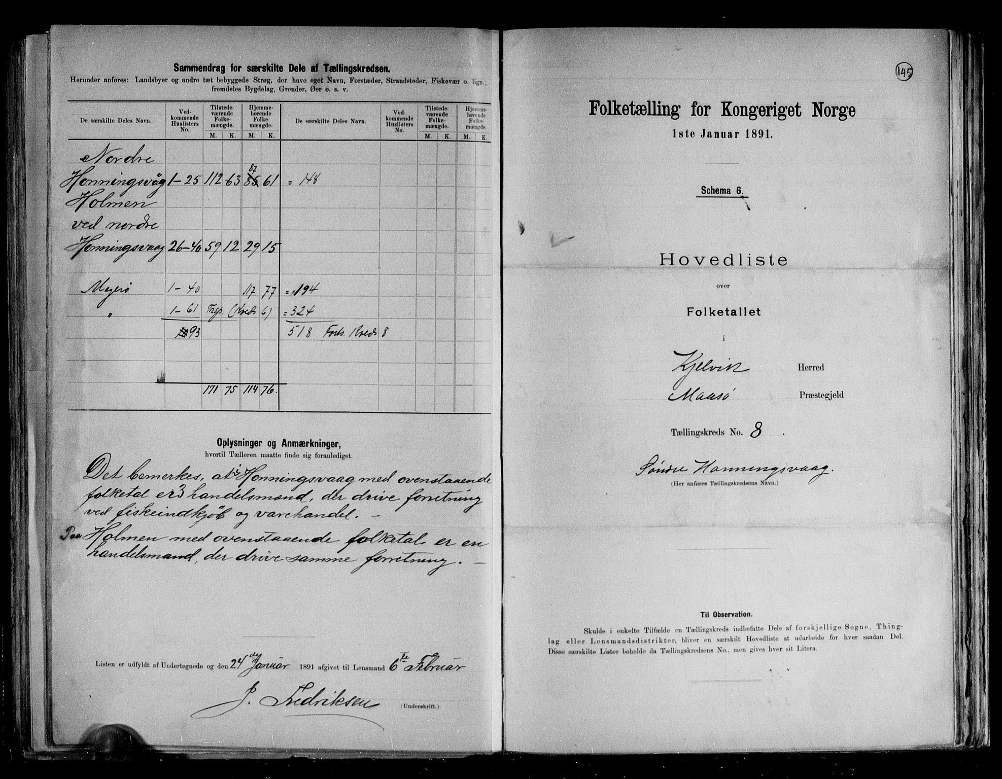 RA, 1891 census for 2019 Kjelvik, 1891, p. 22