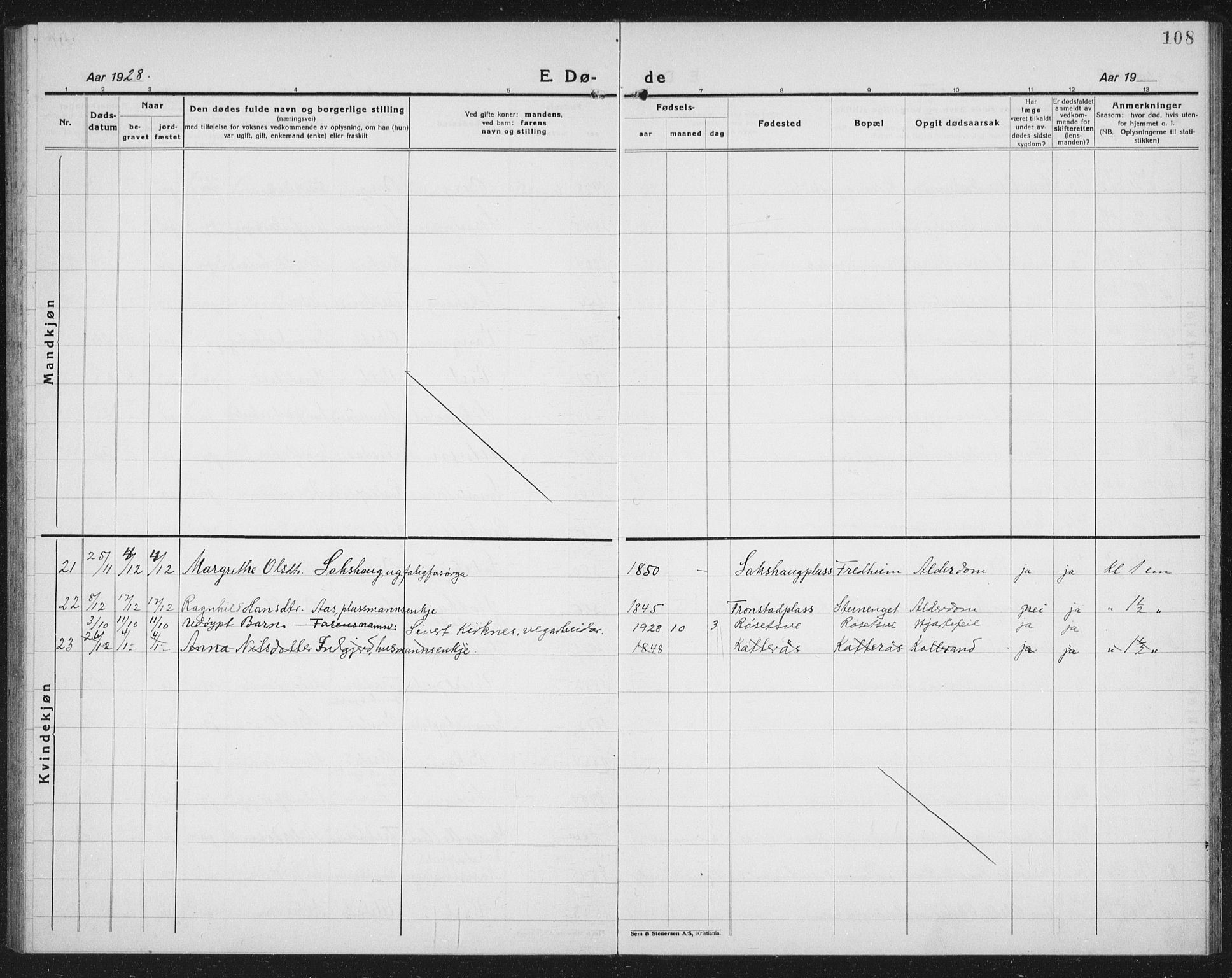 Ministerialprotokoller, klokkerbøker og fødselsregistre - Nord-Trøndelag, SAT/A-1458/730/L0303: Parish register (copy) no. 730C06, 1924-1933, p. 108