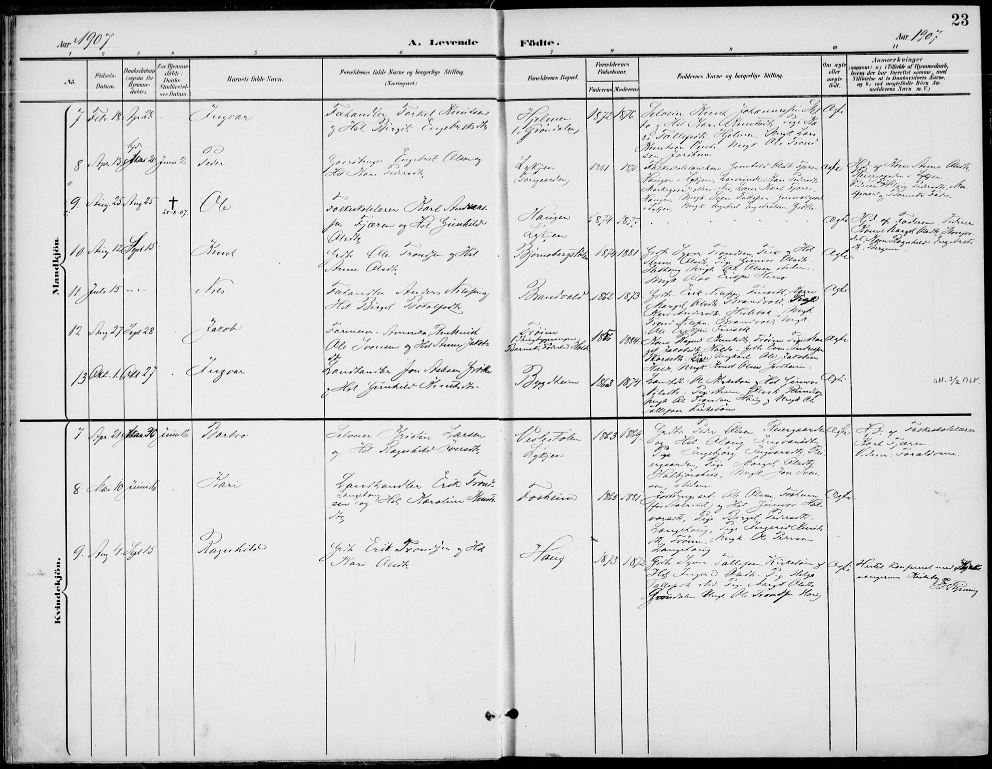 Gol kirkebøker, AV/SAKO-A-226/F/Fb/L0002: Parish register (official) no. II 2, 1900-1921, p. 23