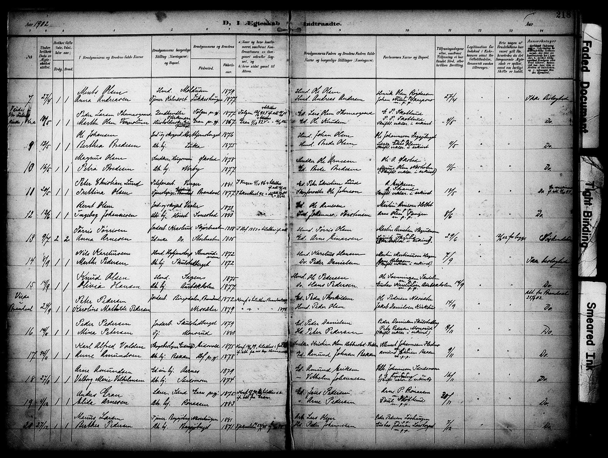 Grue prestekontor, SAH/PREST-036/H/Ha/Haa/L0013: Parish register (official) no. 13, 1898-1910, p. 218