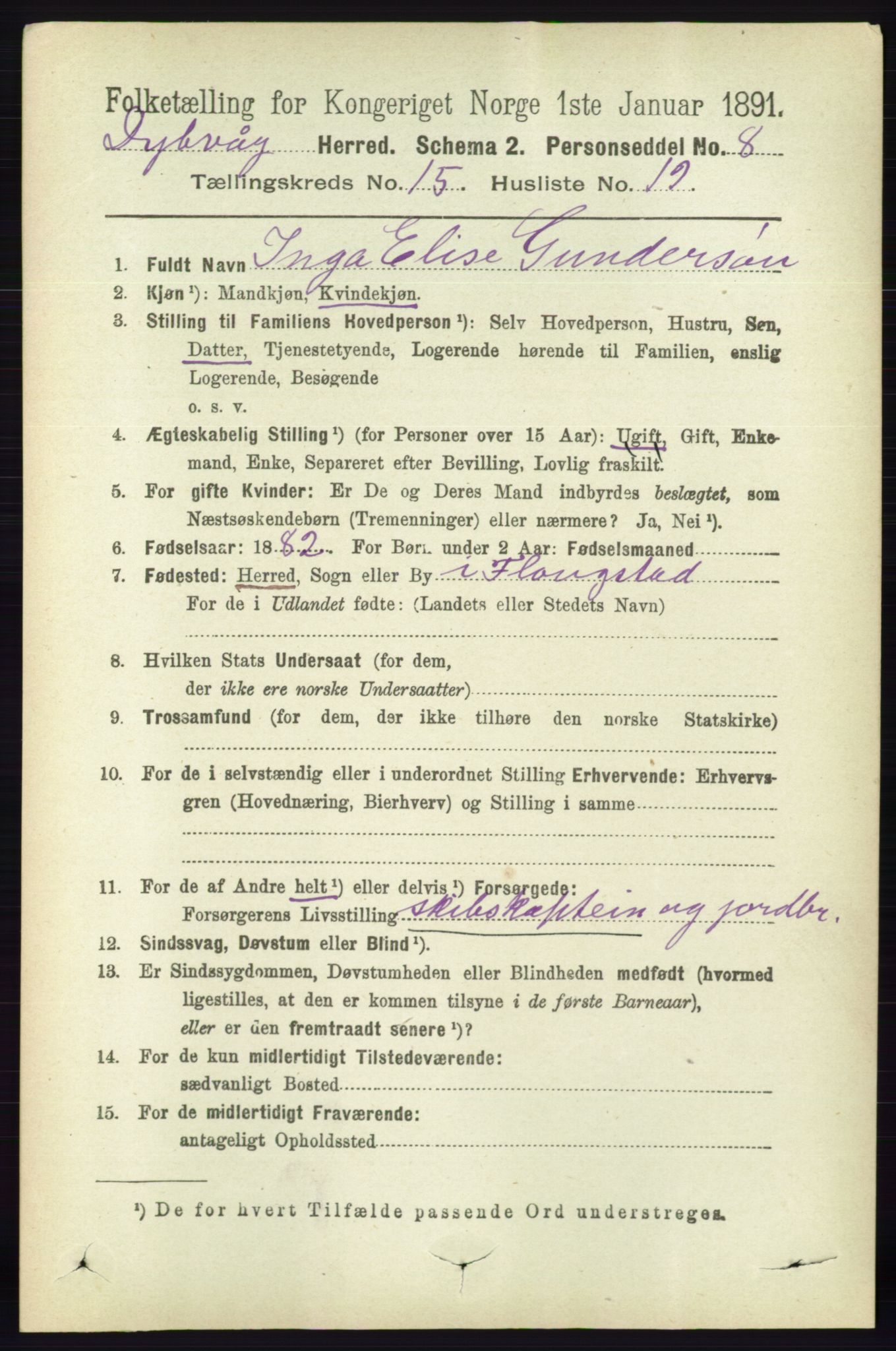 RA, 1891 census for 0915 Dypvåg, 1891, p. 6214