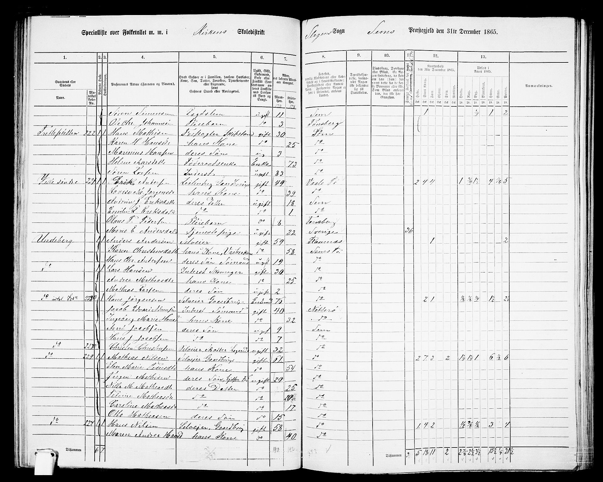 RA, 1865 census for Sem, 1865, p. 104