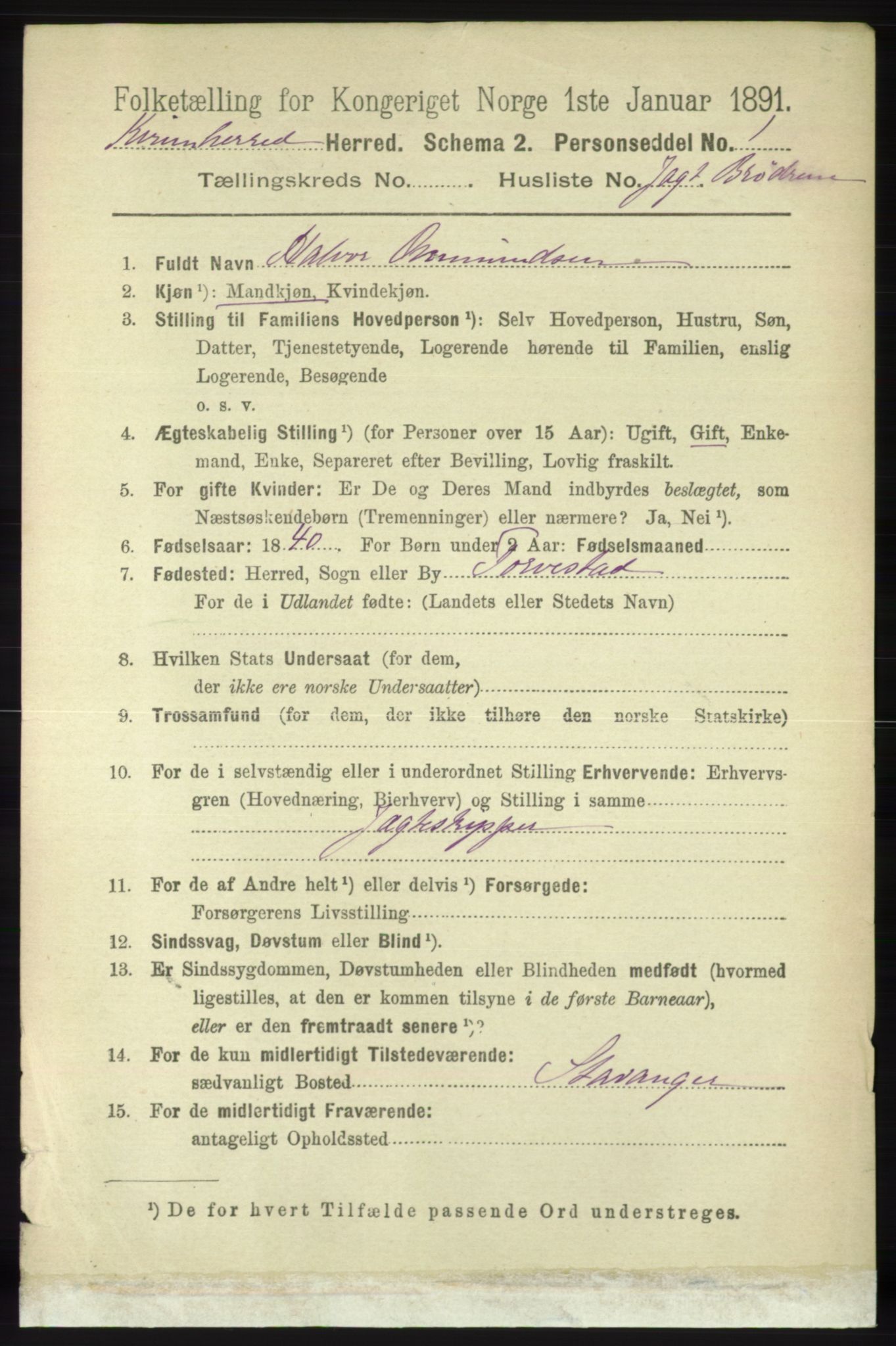 RA, 1891 census for 1224 Kvinnherad, 1891, p. 5804