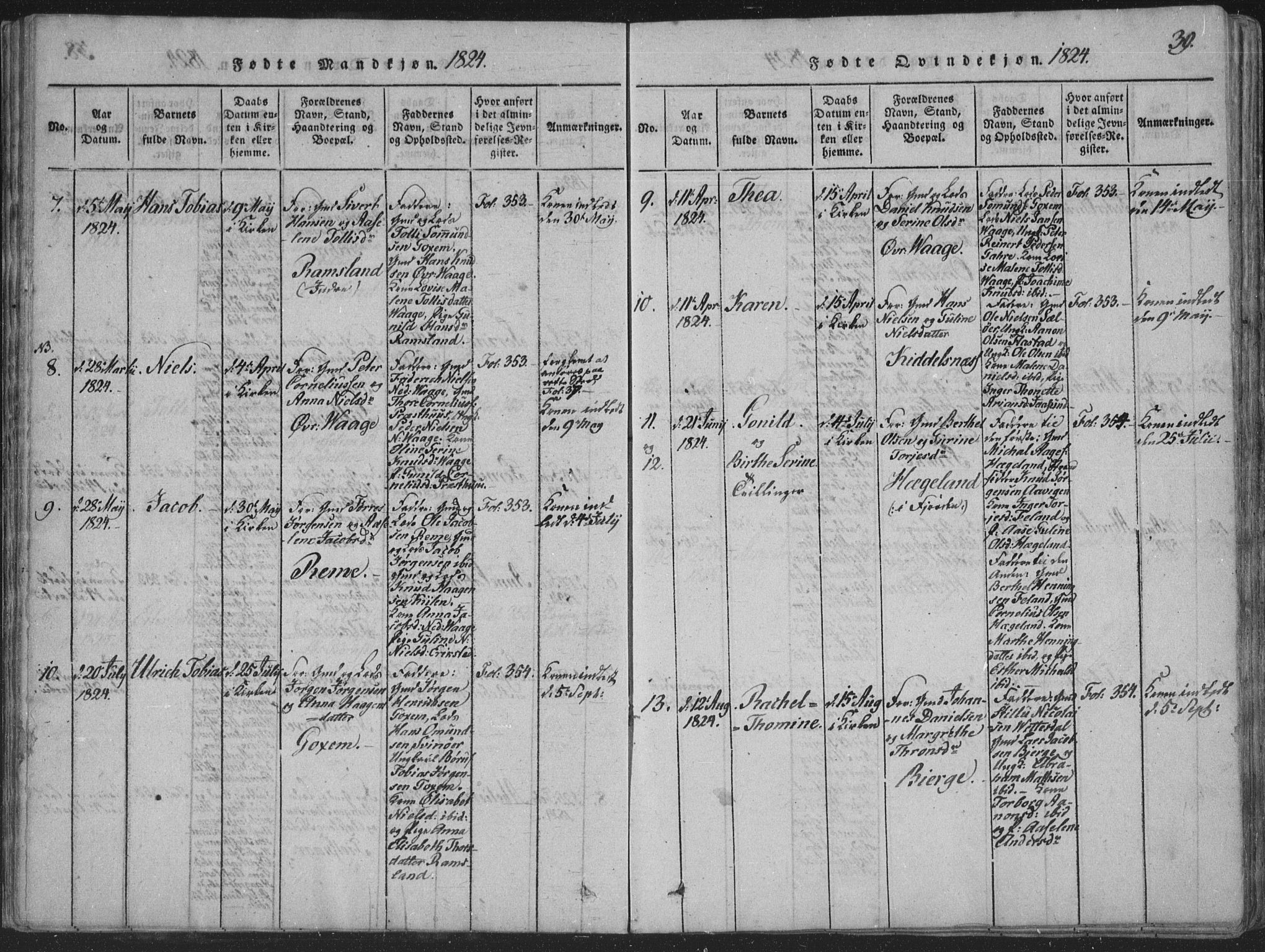 Sør-Audnedal sokneprestkontor, AV/SAK-1111-0039/F/Fa/Faa/L0001: Parish register (official) no. A 1, 1816-1848, p. 39