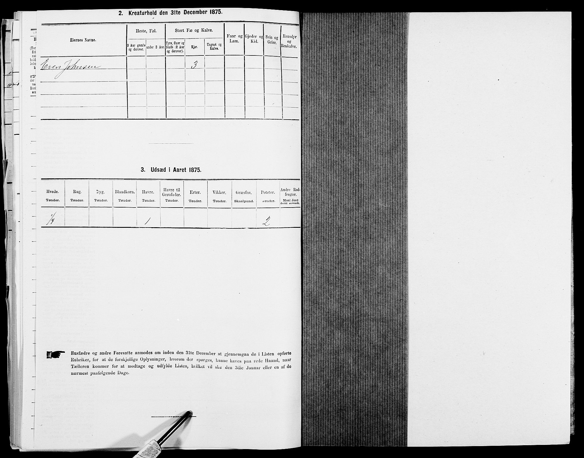 SAK, 1875 census for 1012P Oddernes, 1875, p. 431