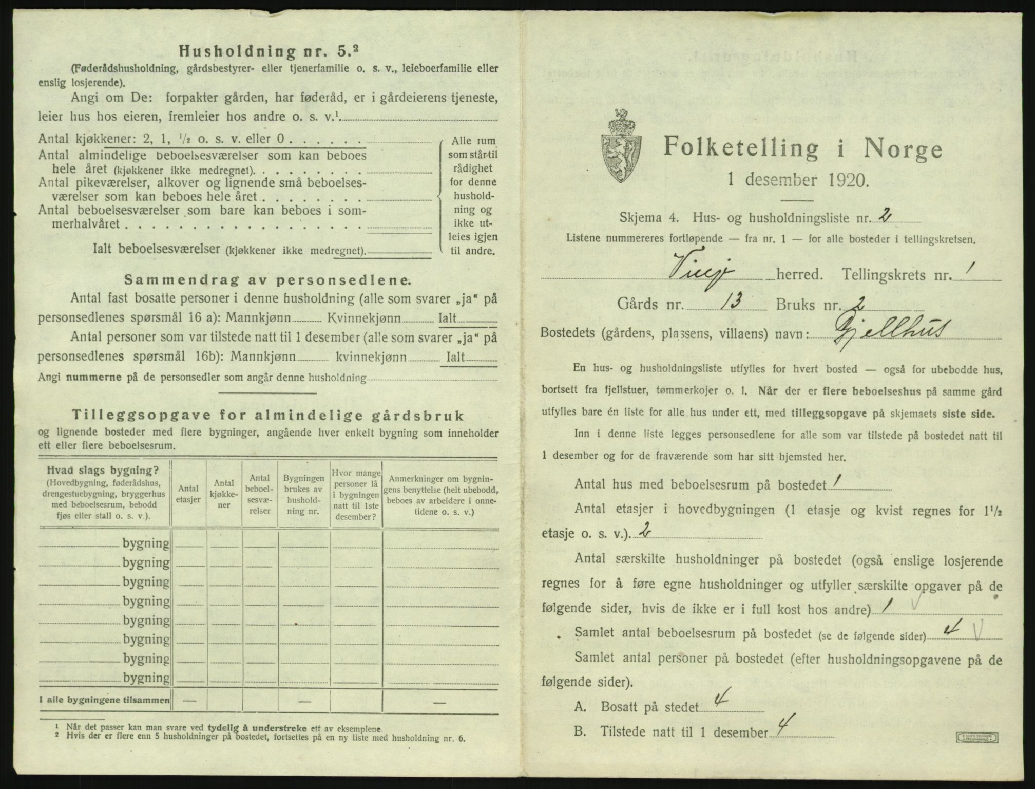 SAKO, 1920 census for Vinje, 1920, p. 55