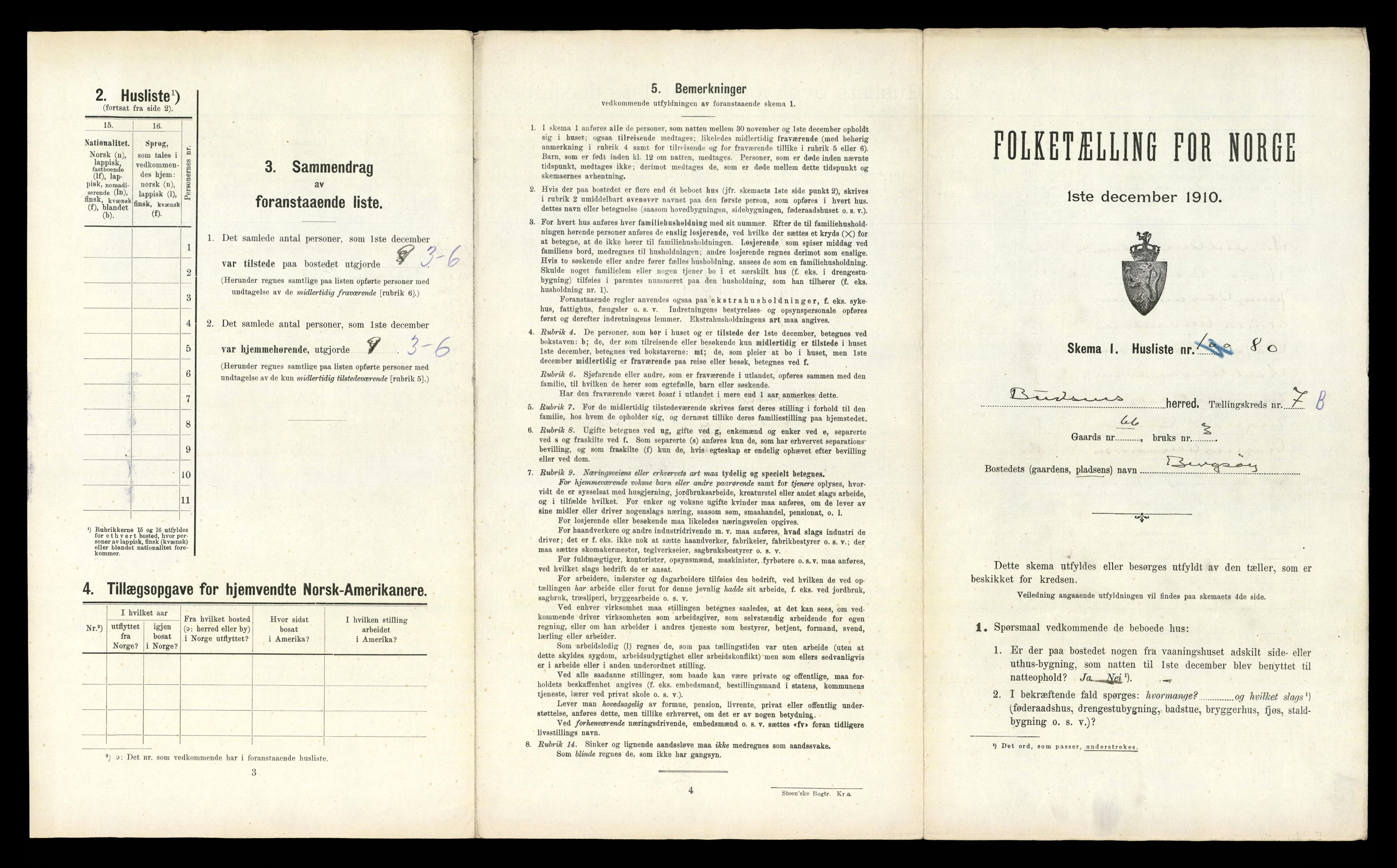 RA, 1910 census for Buksnes, 1910, p. 1154