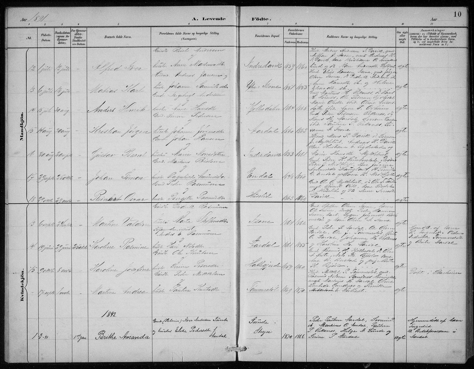 Davik sokneprestembete, SAB/A-79701/H/Hab/Haba/L0002: Parish register (copy) no. A 2, 1890-1911, p. 10